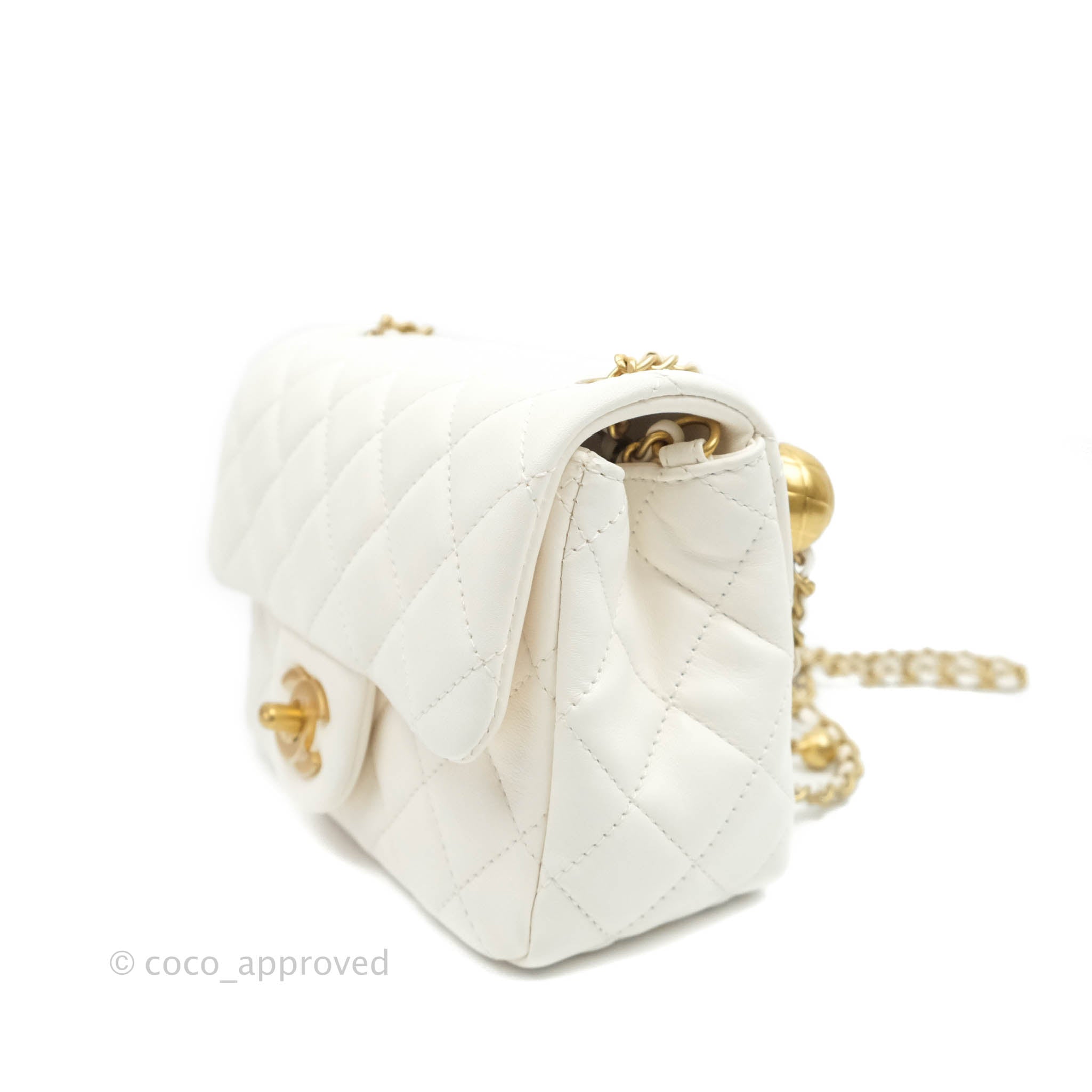 Chanel White Pearl Crush Mini Square Flap Bag