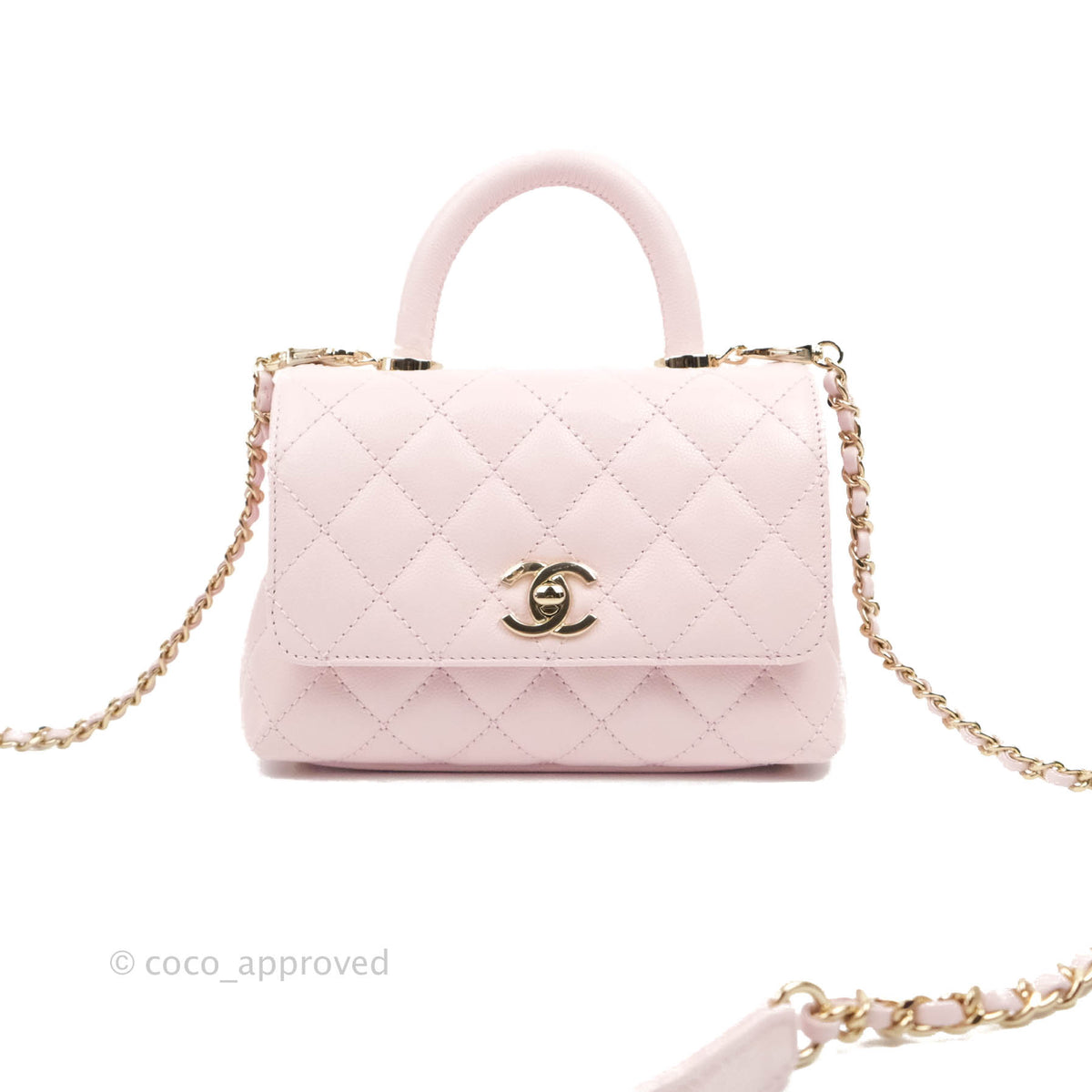CHANEL Caviar Quilted Mini Coco Handle Flap Light Pink 182532