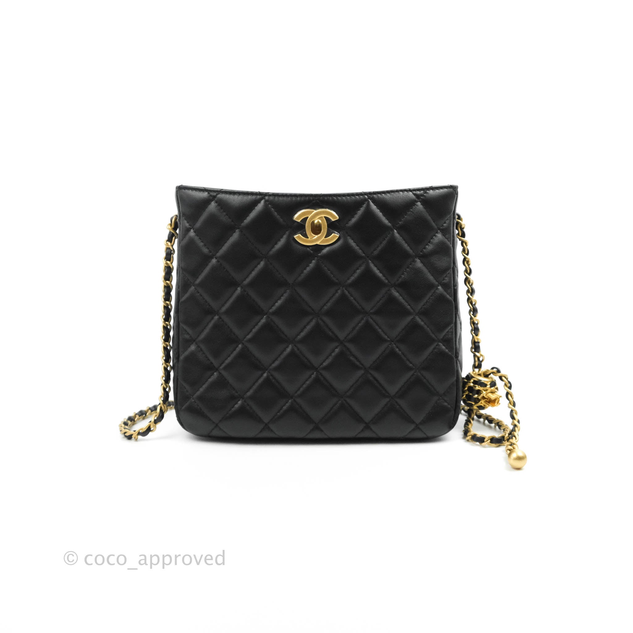 Chanel Black Pearl Crush Hobo Bag Lambskin Aged Gold Hardware – Coco  Approved Studio
