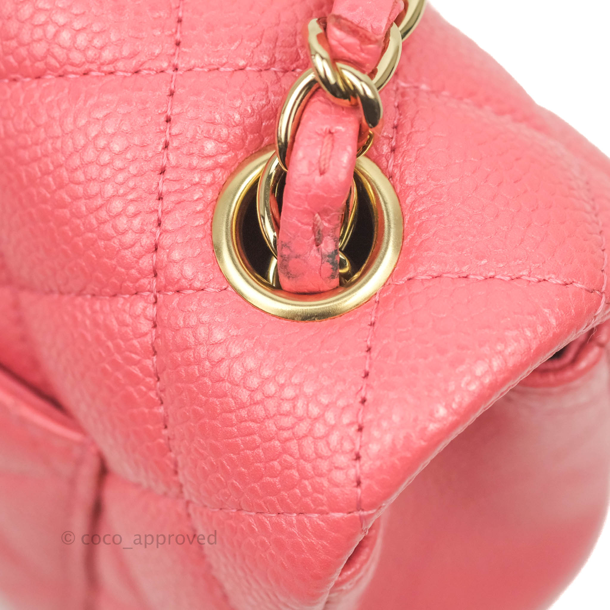 Chanel Quilted Mini Rectangular Flap Pearly Pink Caviar Gold