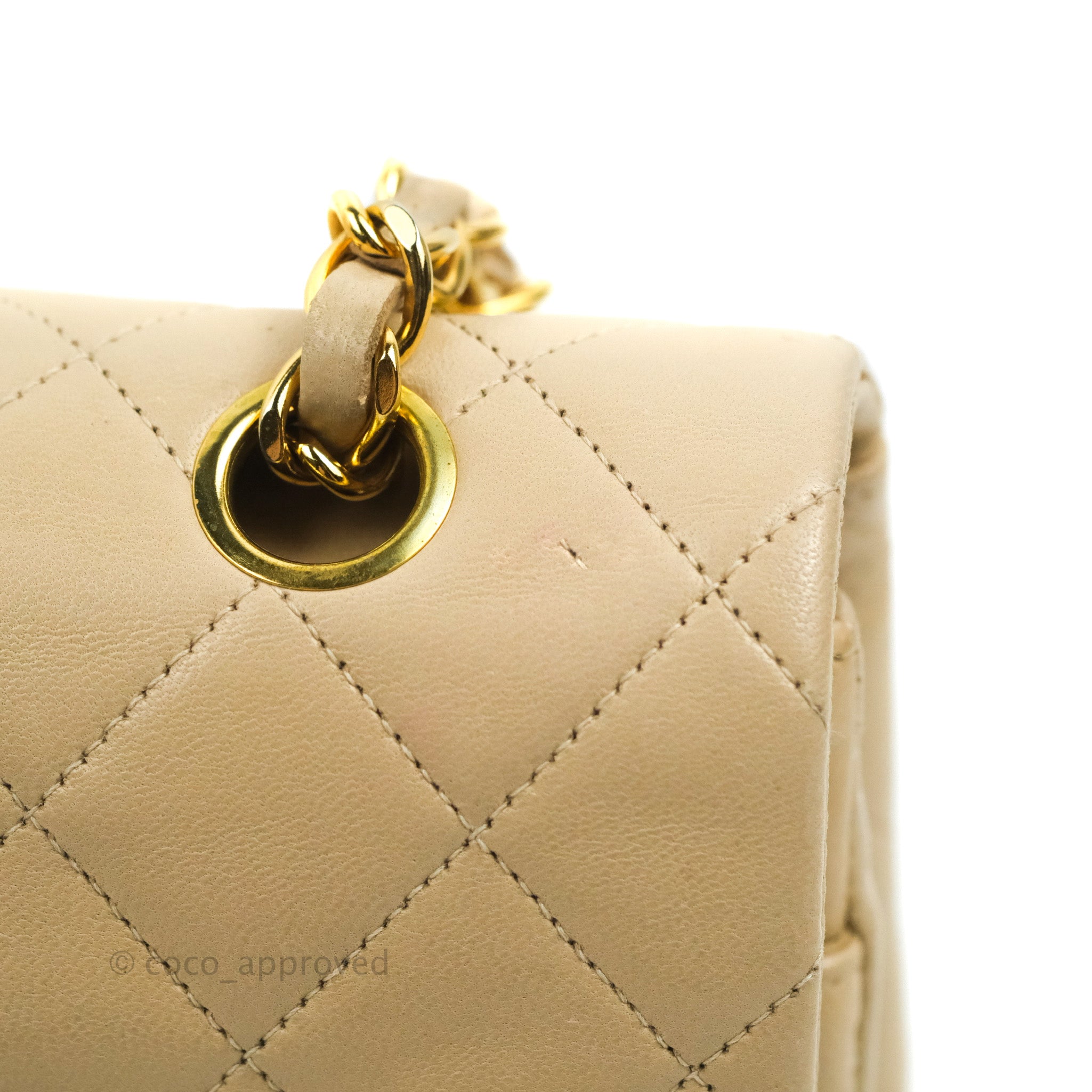 Chanel Vintage Medium Classic Flap Light Beige Lambskin 24K Gold Hardw –  Coco Approved Studio