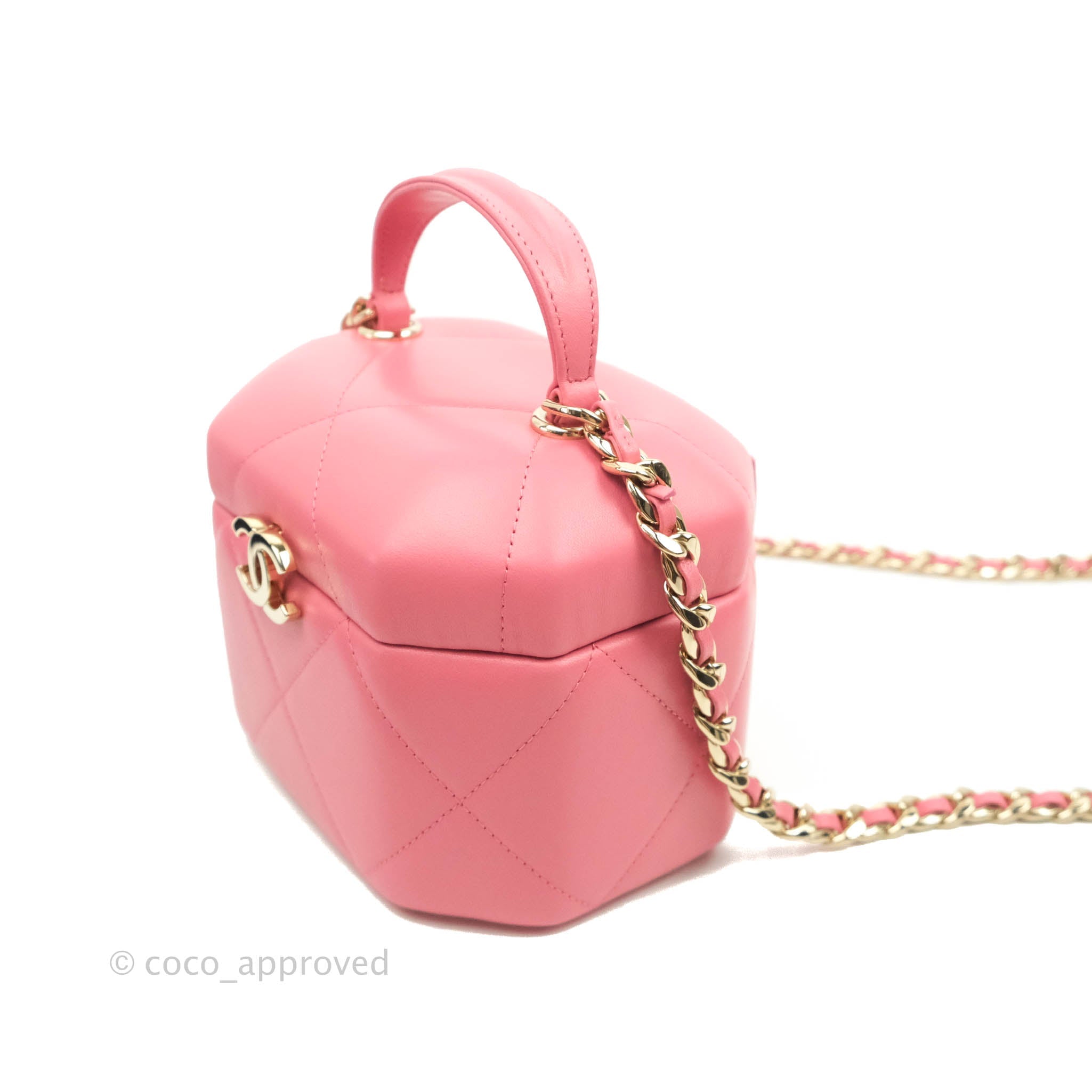 Chanel Small Hexagon Vanity Case Pink Lambskin Gold Hardware – Coco  Approved Studio