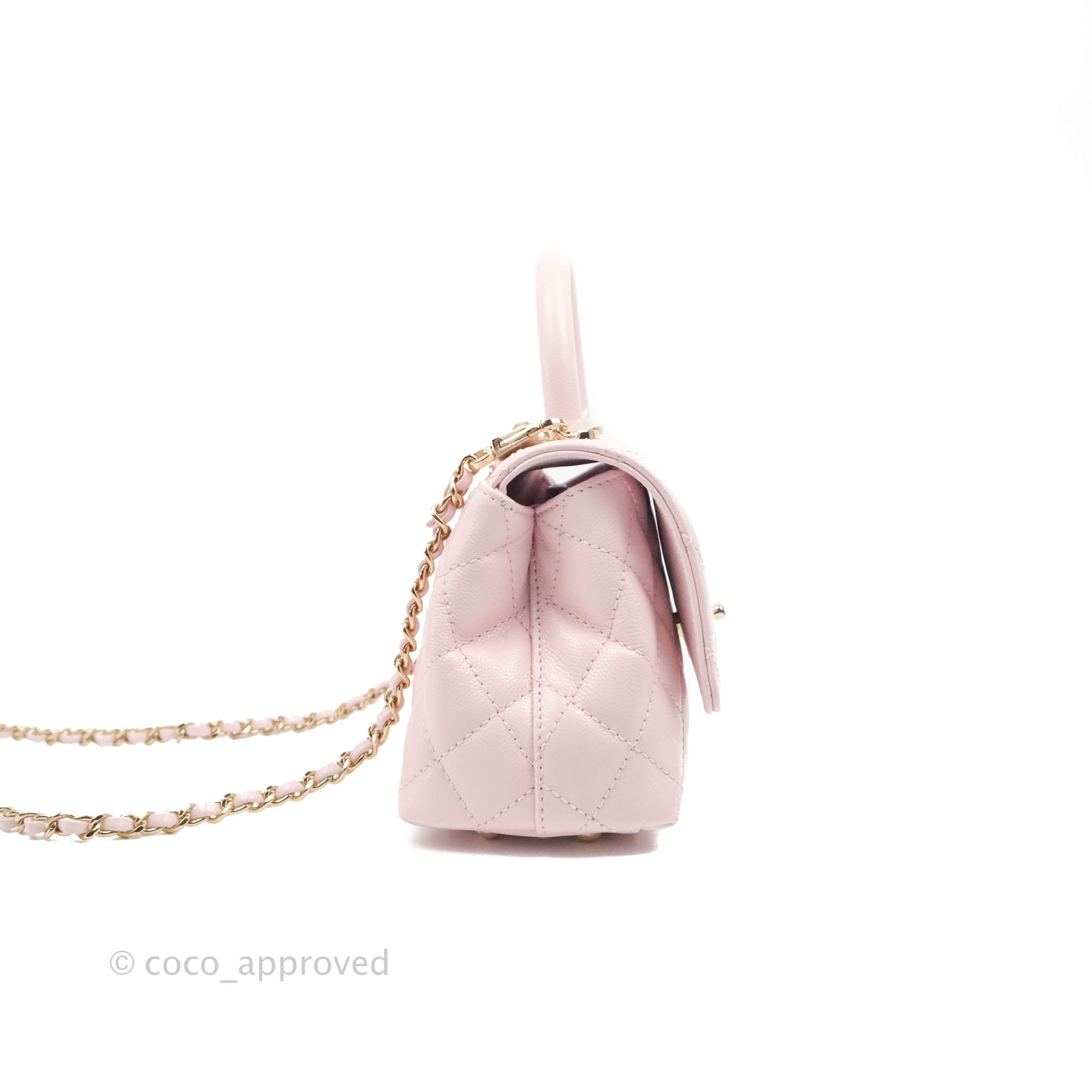 CHANEL Caviar Quilted Extra Mini Coco Handle Flap Pink – Frenchsochic