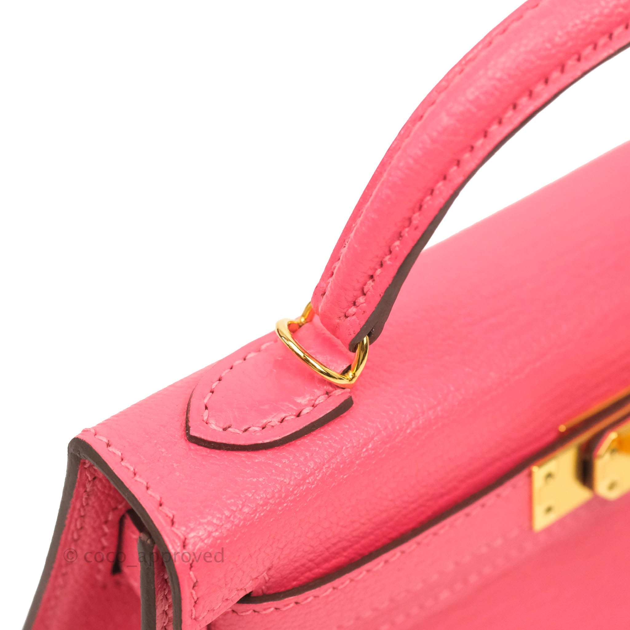 Hermès Kelly Rose Lipstick Chèvre Mysore Mini II Handbag