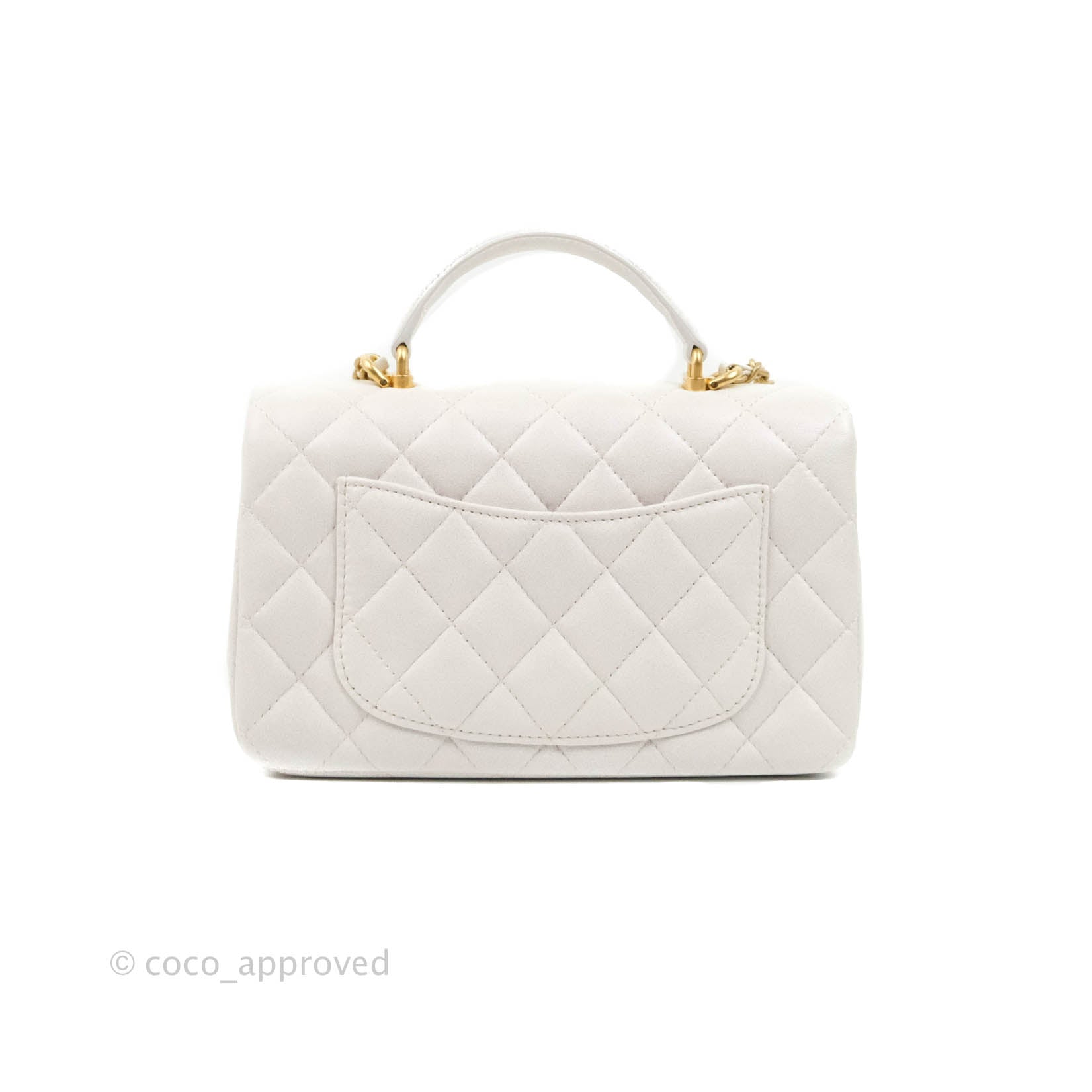 Chanel Top Handle Mini Rectangular Flap Bag Iridescent White
