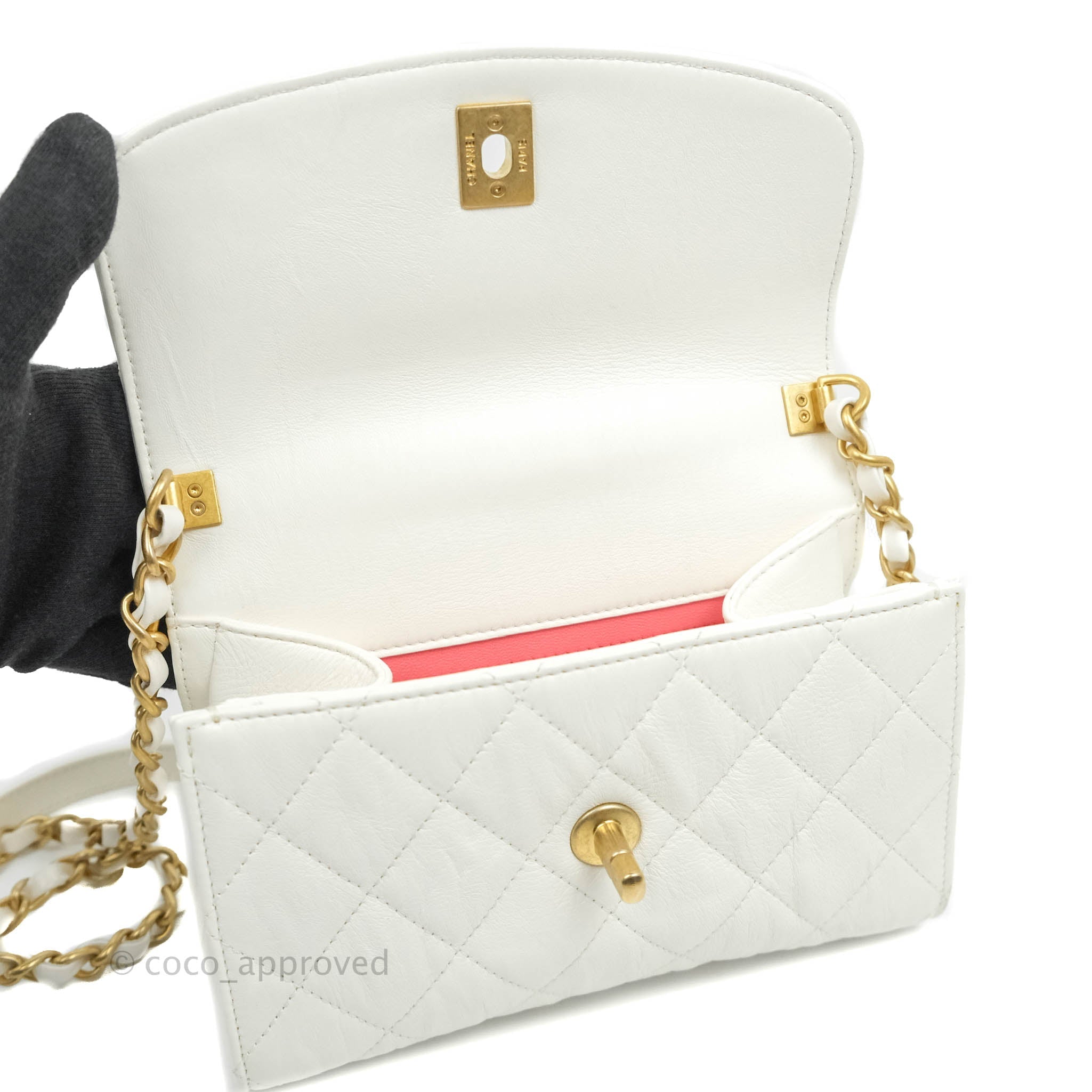 Chanel White Calfskin Top Handle Flap Bag Q6B1G03PWB000
