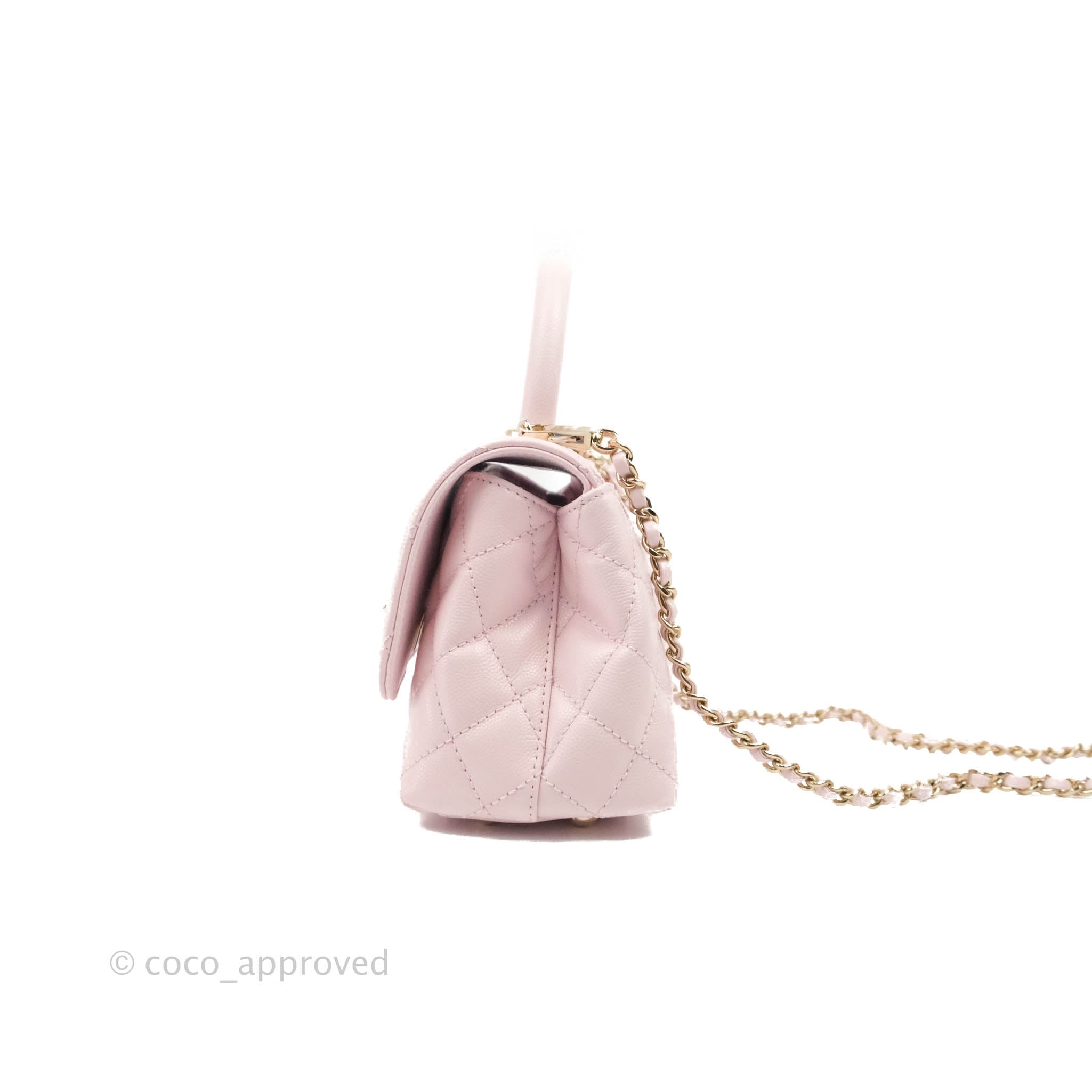 Chanel Pink Quilted Caviar Coco Handle Bag Mini Q6BFSJ0FP9000