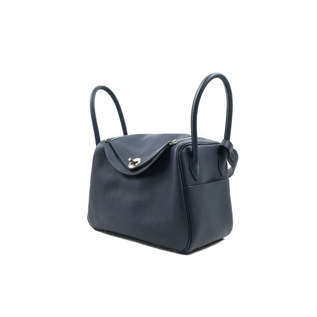 Hermès Lindy 26 Bleu Nuit Clemence Silver Hardware