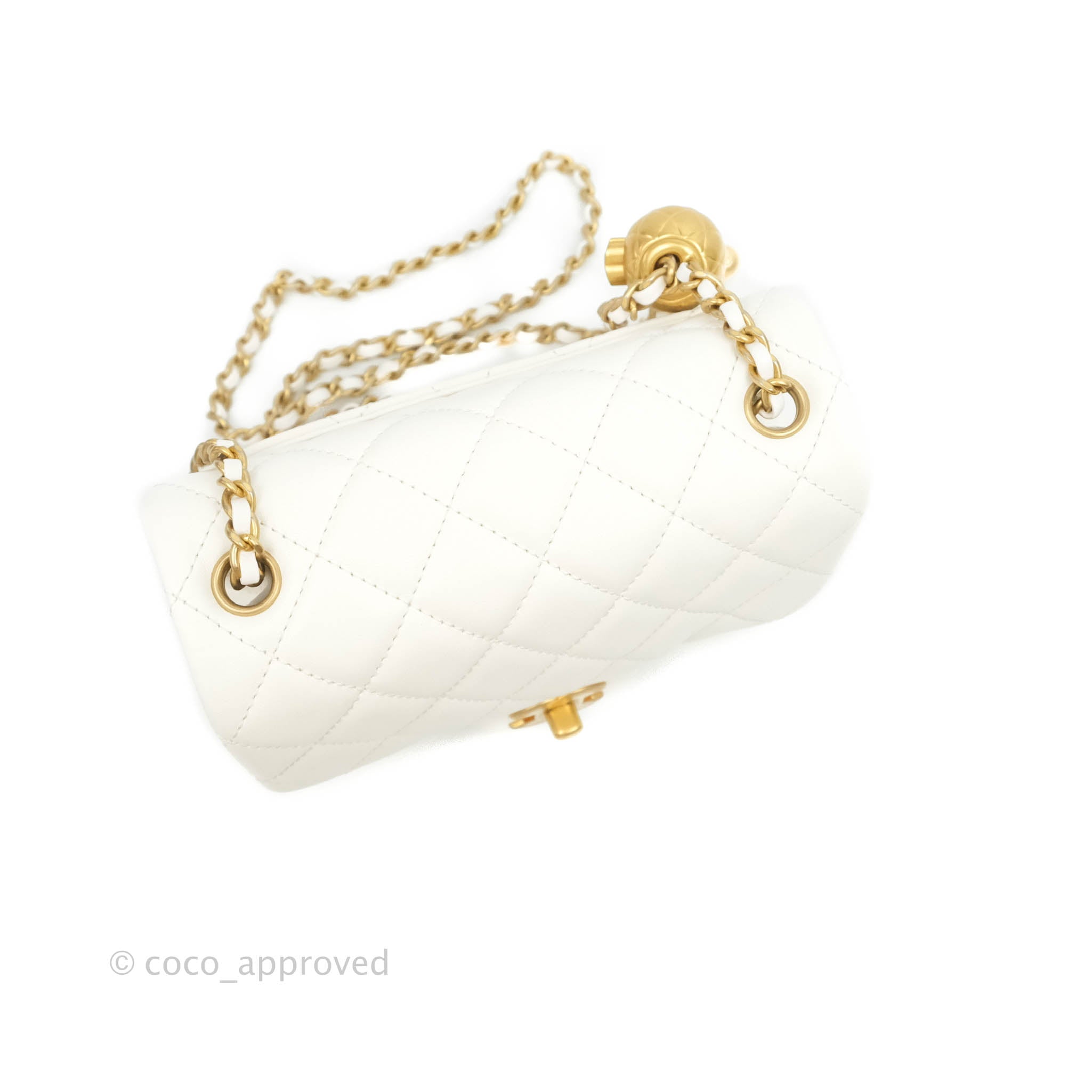 Chanel Mini Square Pearl Crush Quilted White Lambskin Gold Hardware – Coco  Approved Studio