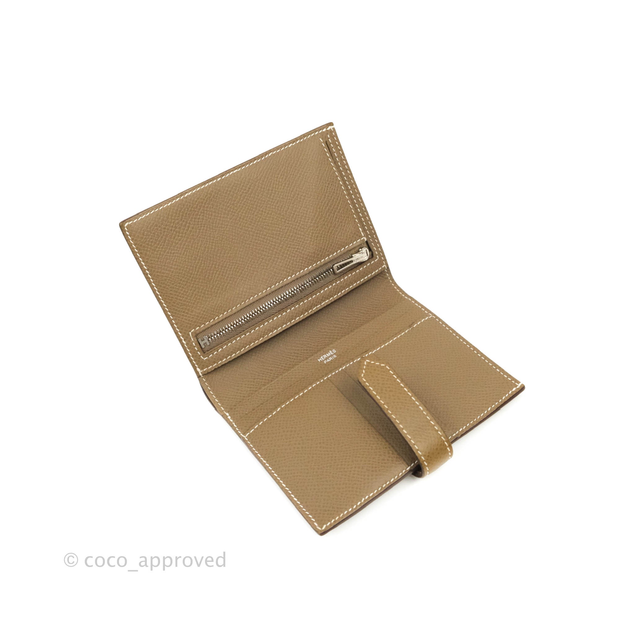 Hermès Tangerine Ostrich Compact Bearn Wallet PHW, myGemma, JP