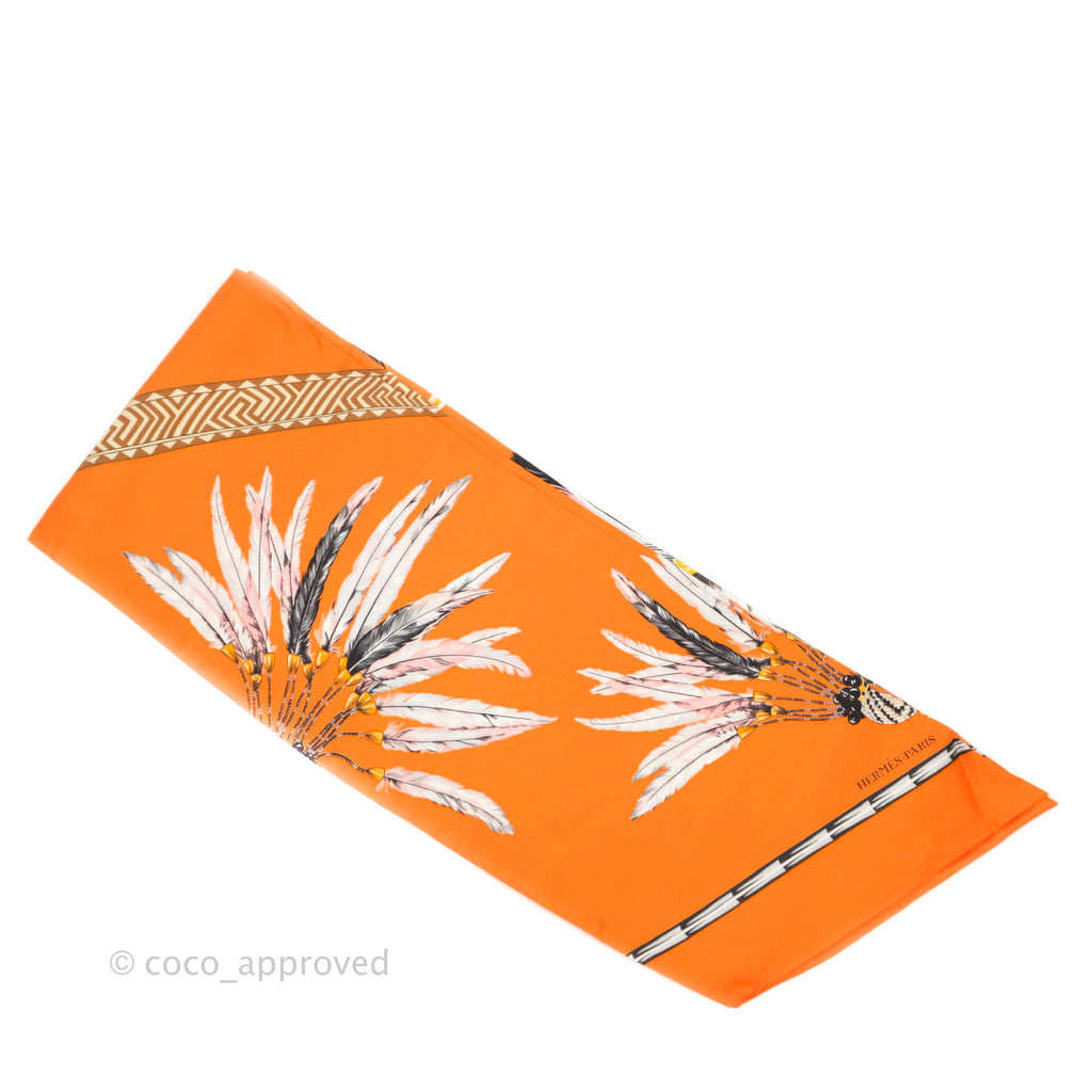 Hermes 'Brazil' Maxi Twilly Scarf Coral