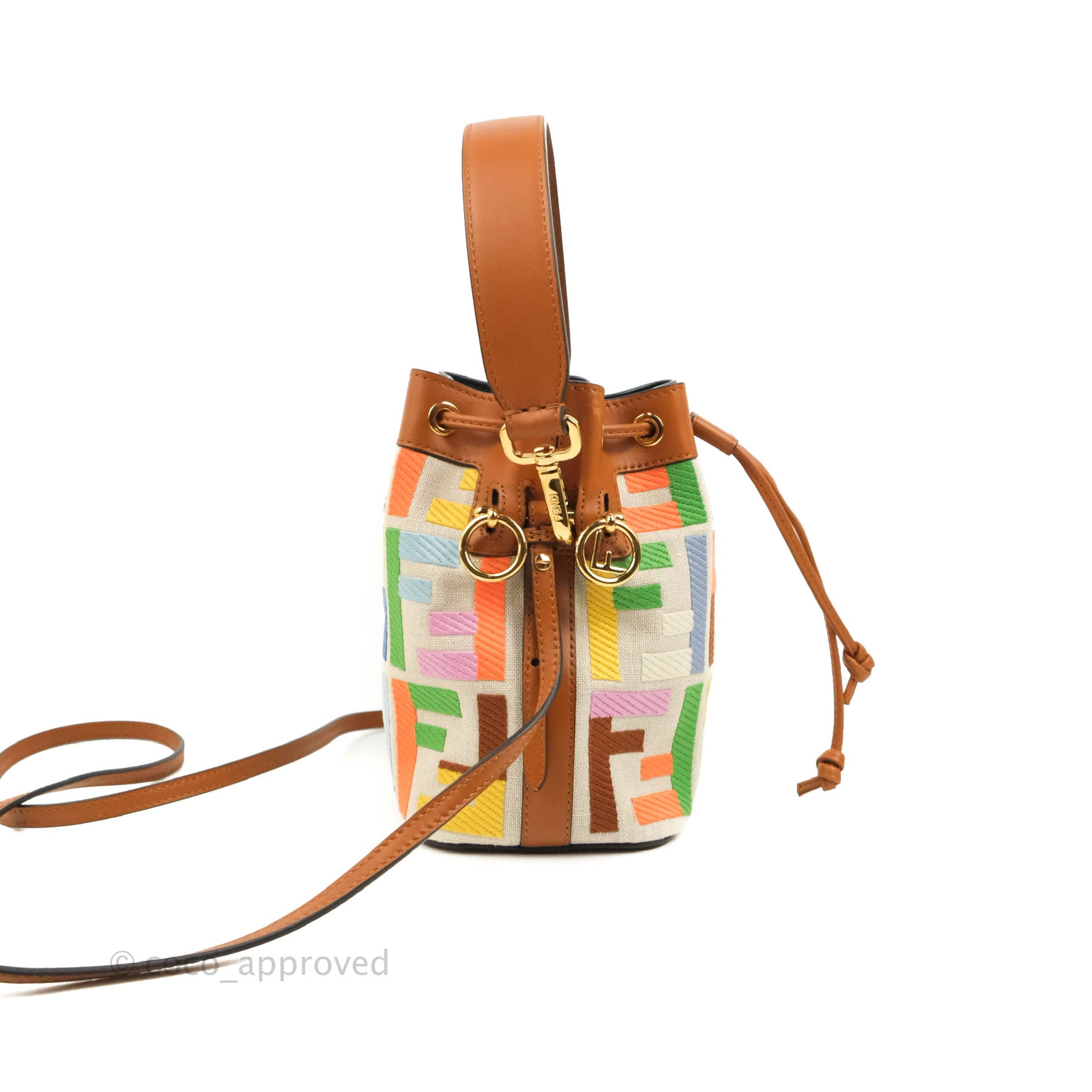 Fendi Mini Mon Tresor Bucket Bag In FF Motif Canvas Multicolor