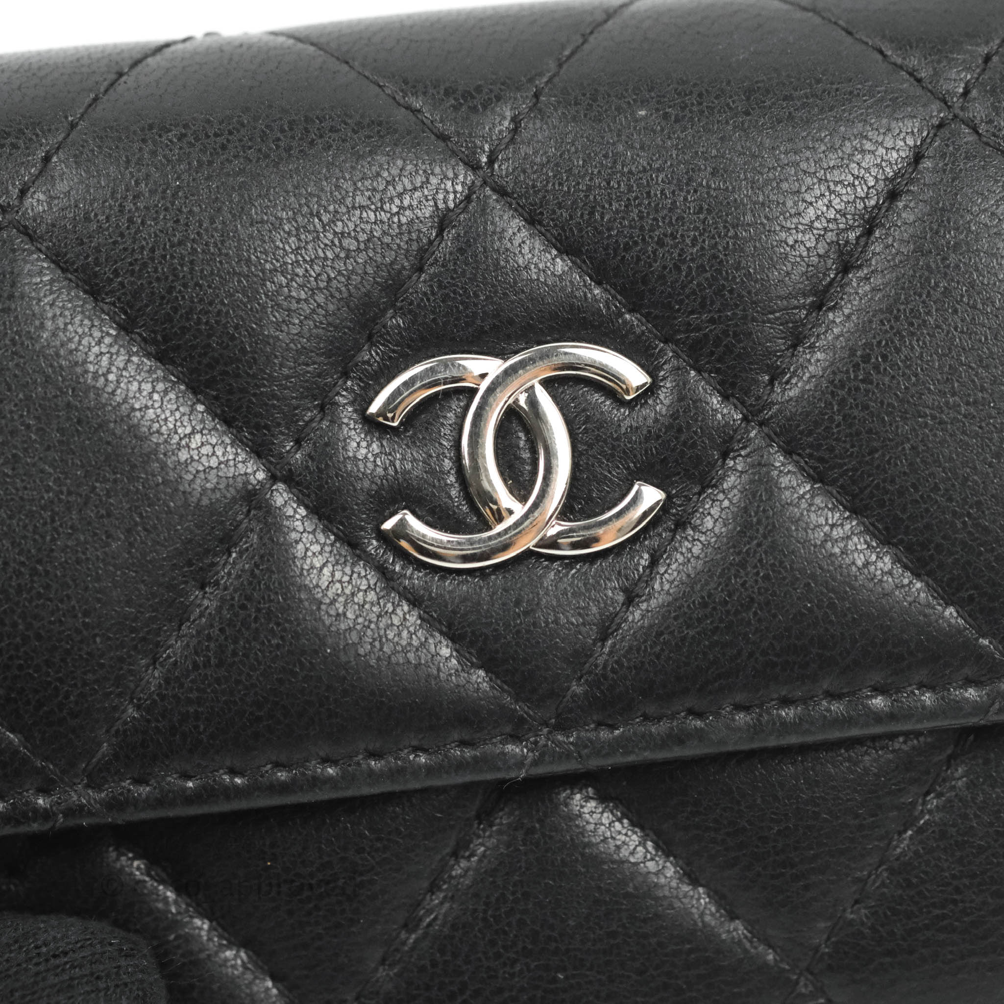 Chanel Quilted Small Flap Card Holder Black Lambskin Silver Hardware – Coco  Approved Studio