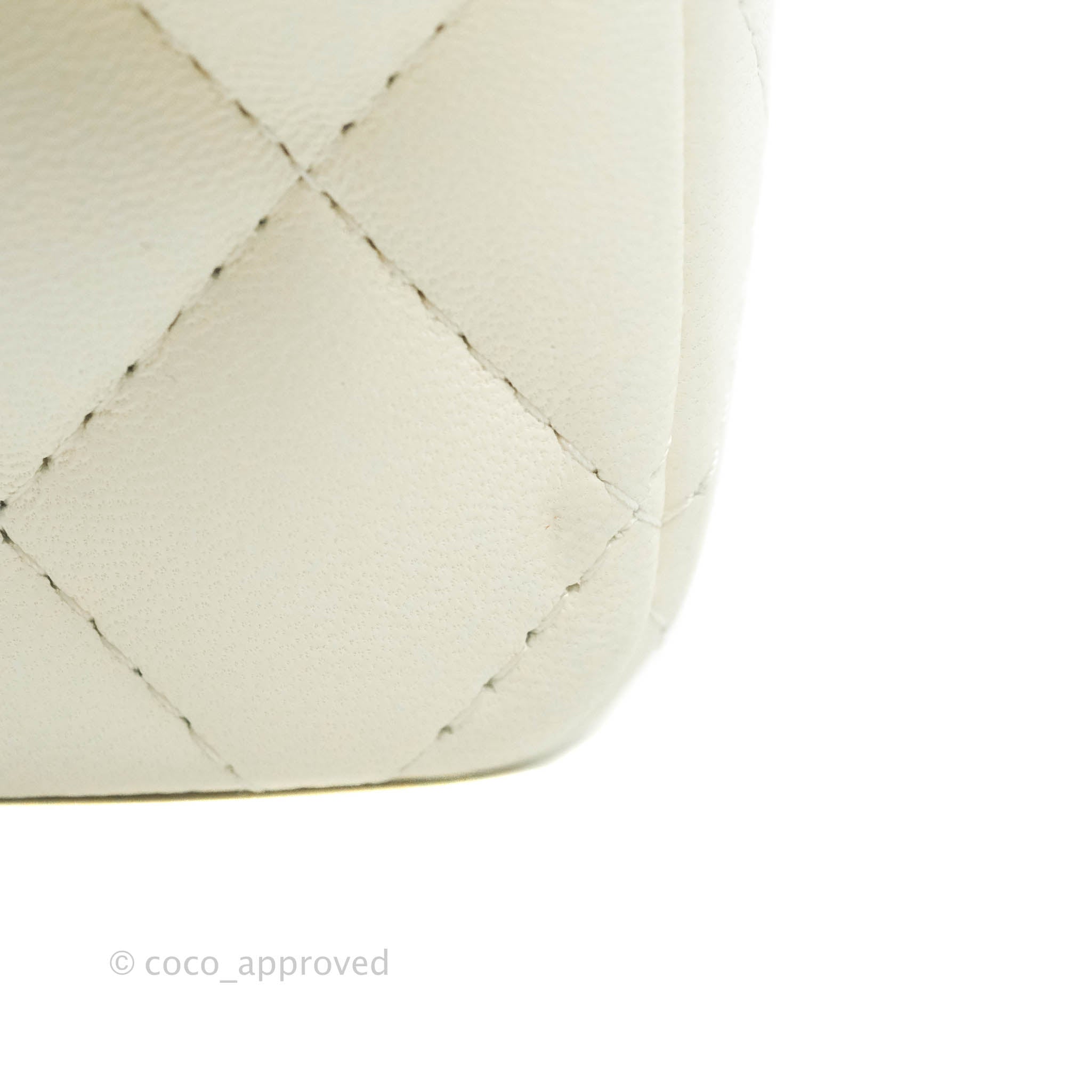Chanel Quilted Mini Rectangular Flap White Lambskin Gold Hardware