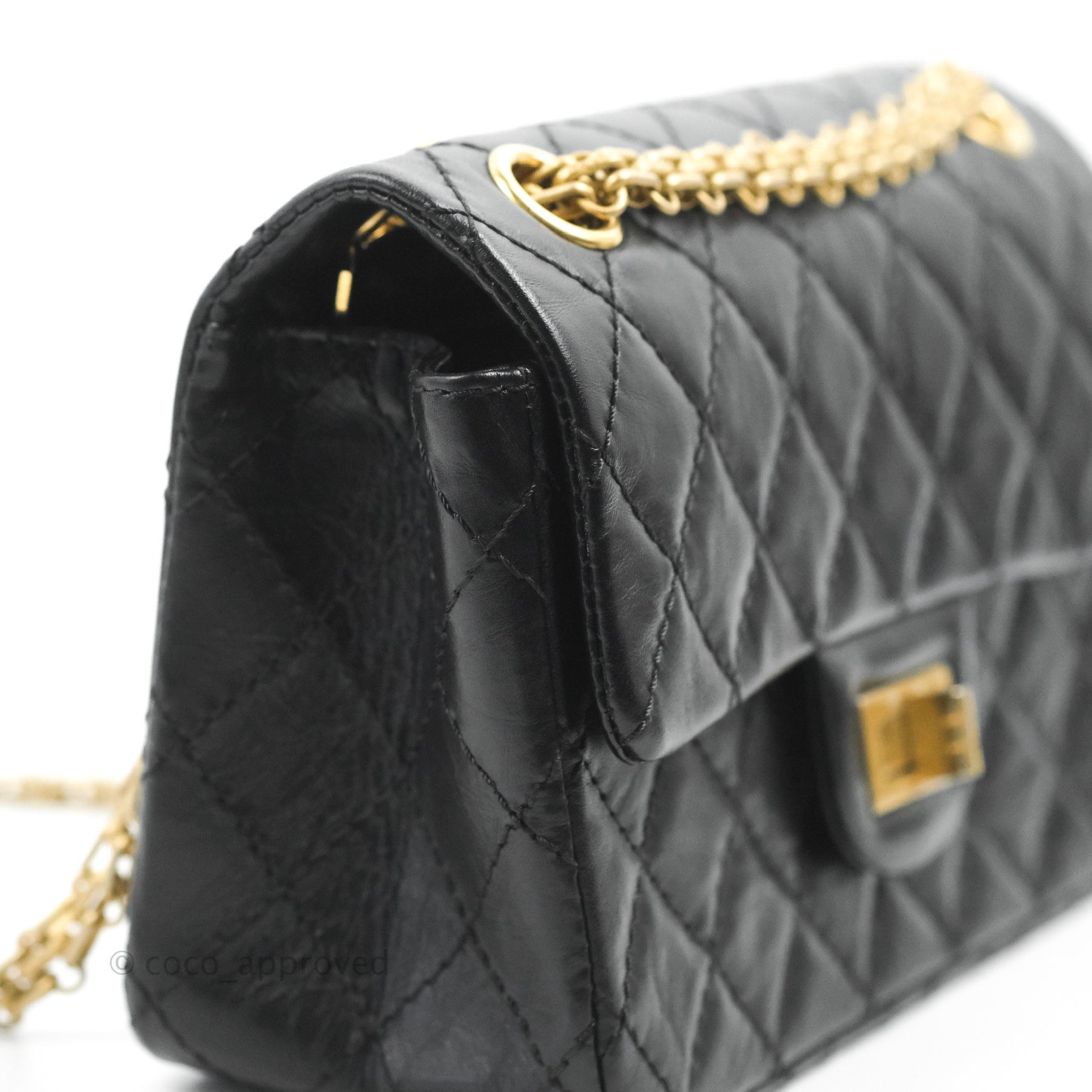 Chanel Mini Reissue 224 Black Aged Calfskin Aged Gold Hardware – Coco  Approved Studio