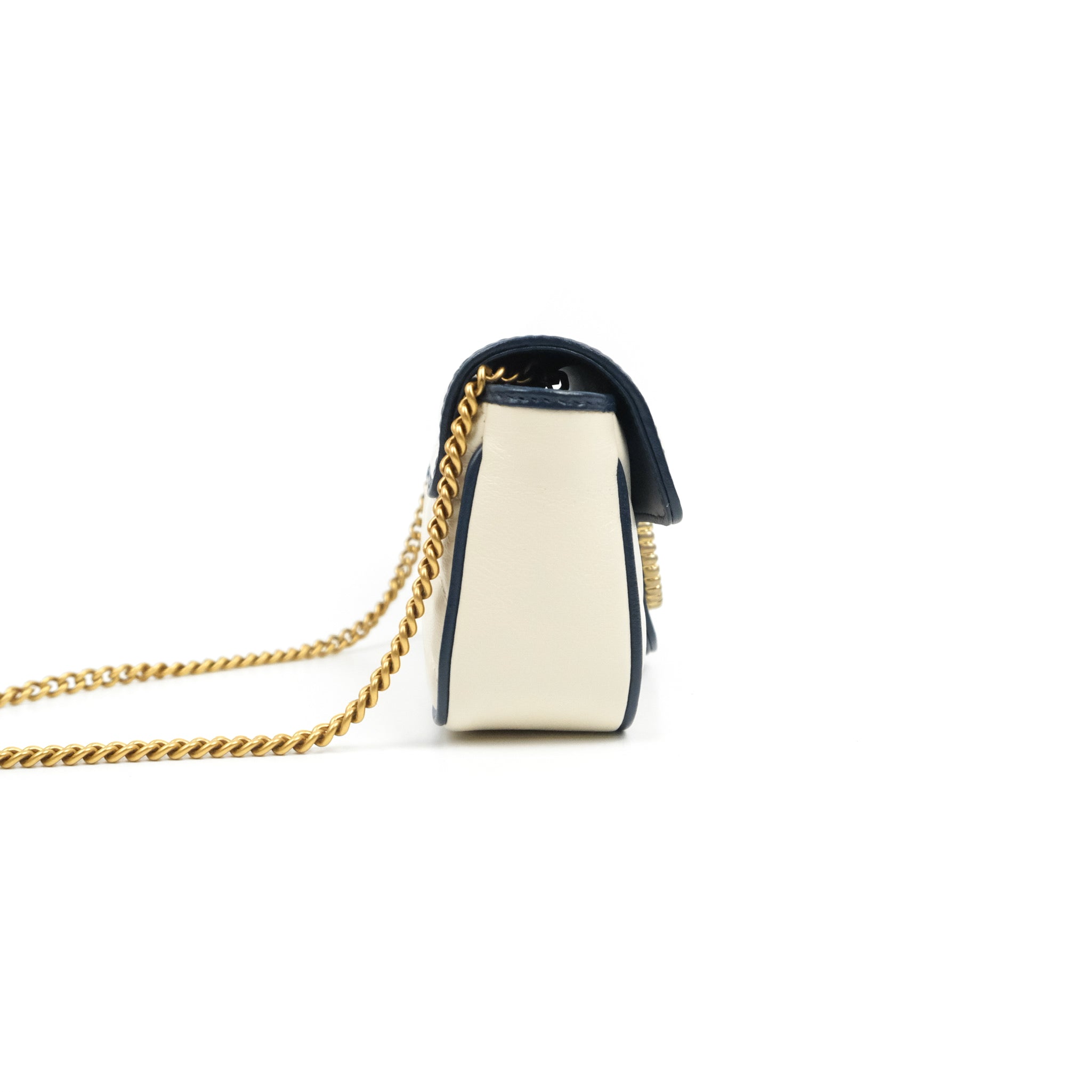 Gucci White Matelassé Leather Mini Marmont Bag Gold Hardware