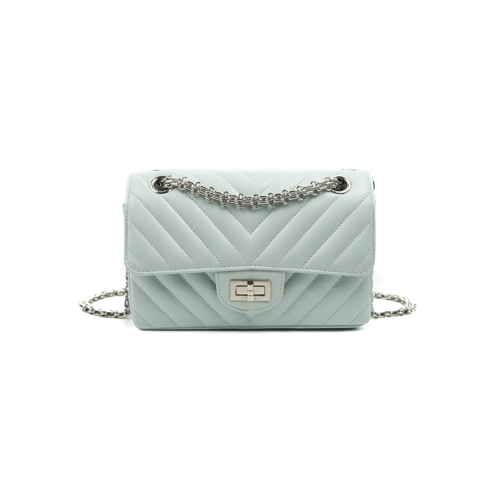 Chanel Mini Reissue 224 Icy Blue Aged Calfskin Silver Hardware