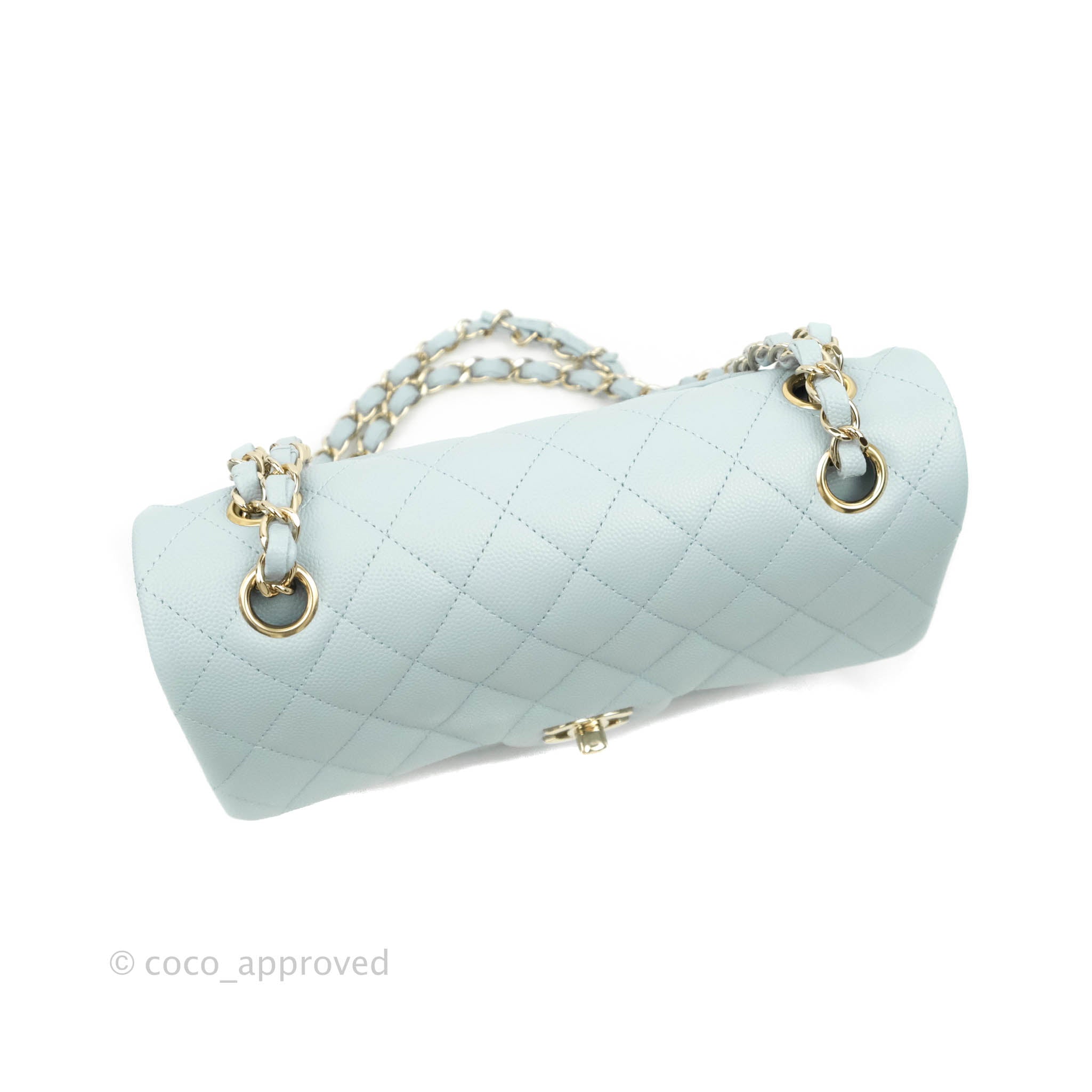 Chanel 23P Small Classic Flap, Caviar, Baby Blue LGHW - Laulay Luxury