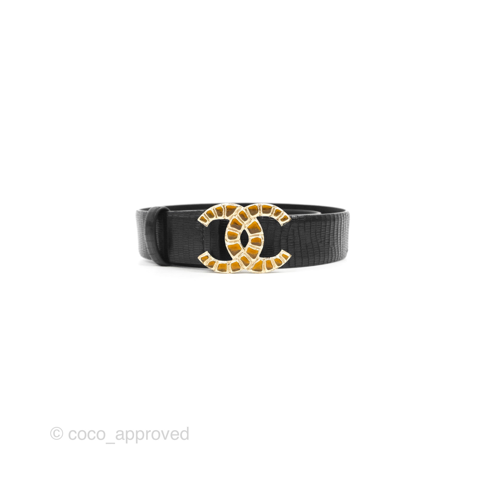 Chanel CC Leather Belt Black Crystal Size 75 19A – Coco Approved Studio