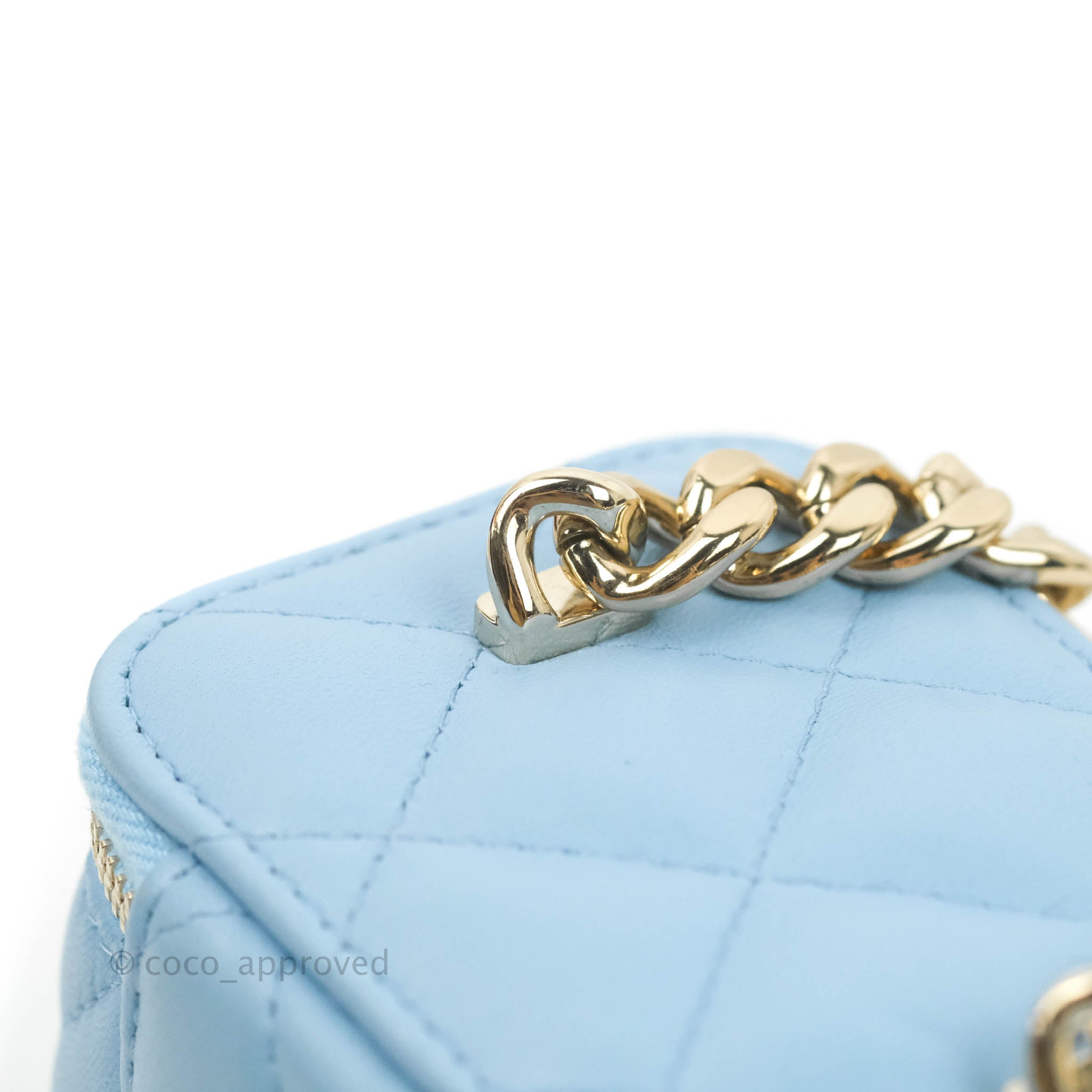 Chanel Mini Vanity Coco Chain Blue Lambskin Gold Hardware – Coco