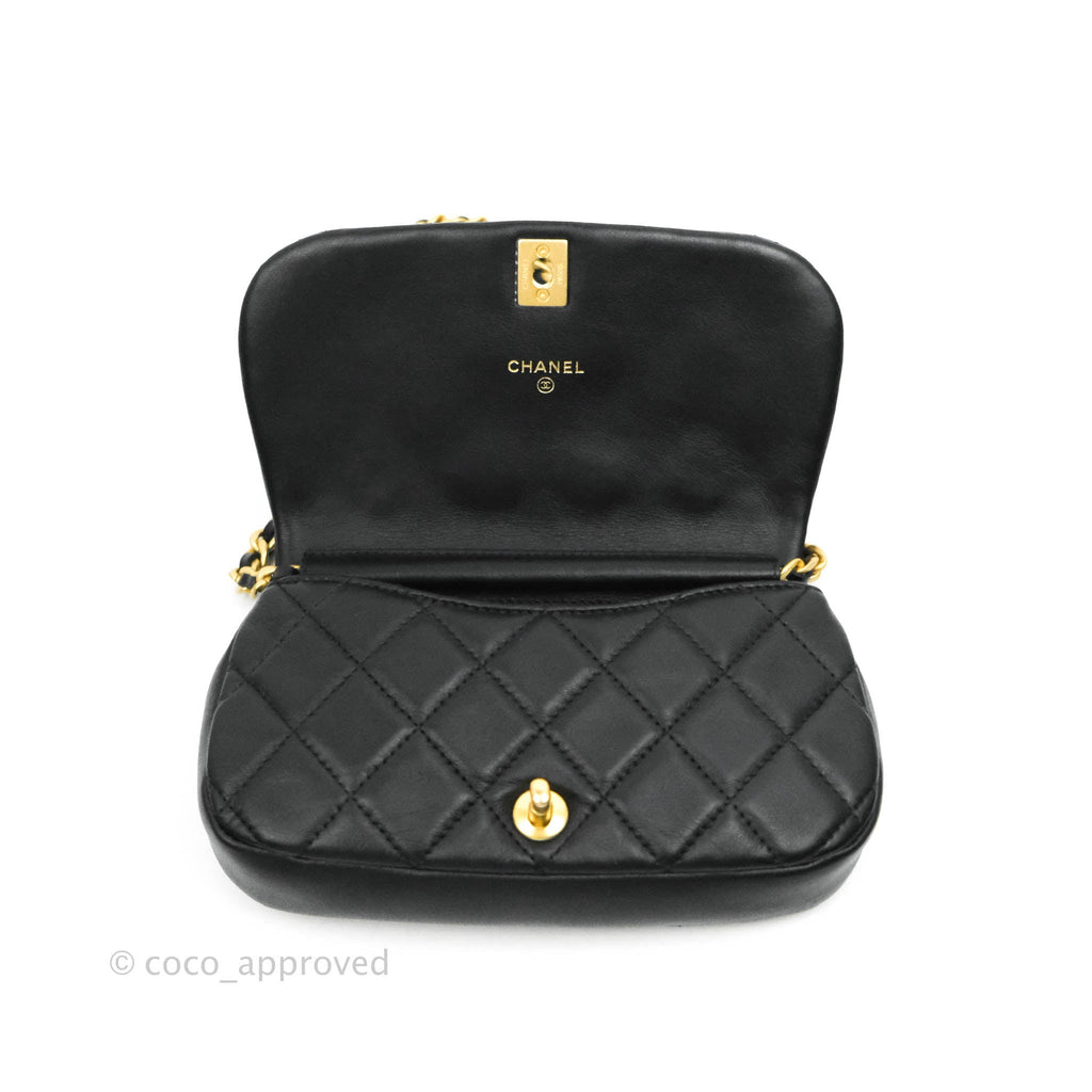 Chanel Clutch with Chain Black Calfskin Aged Gold Hardware