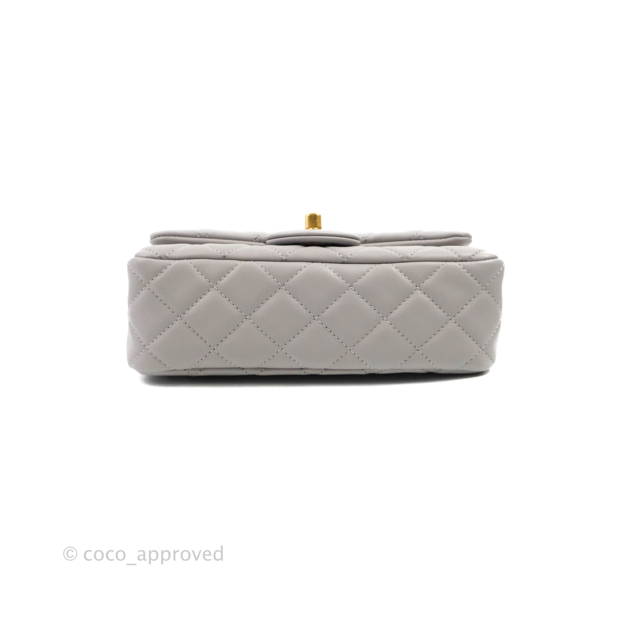 Chanel Runway Light Grey Square Mini Flap Pearl Crush Bag Lambskin