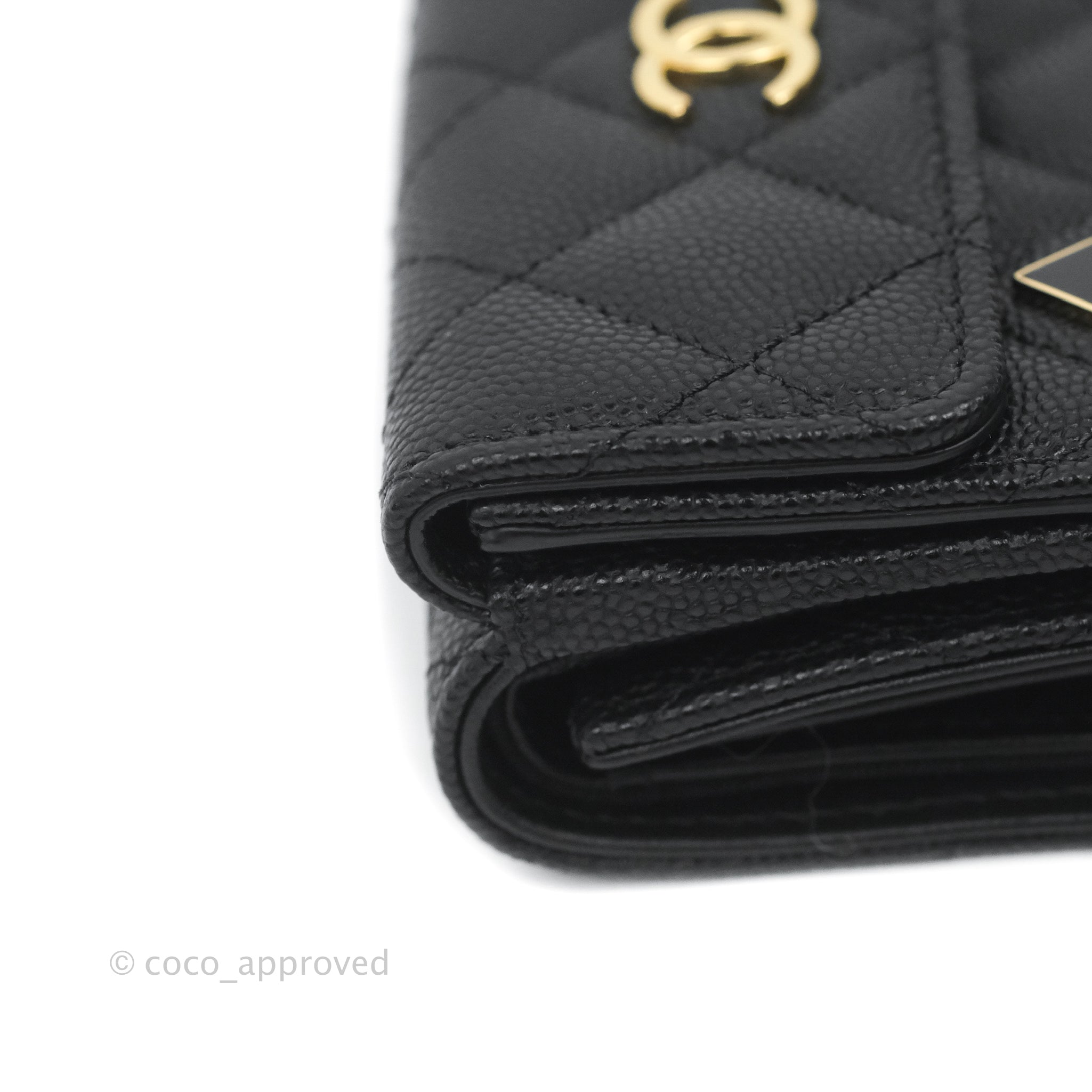Chanel Small Flap Trifold Wallet Black Caviar Gold Hardware 23C – Coco  Approved Studio