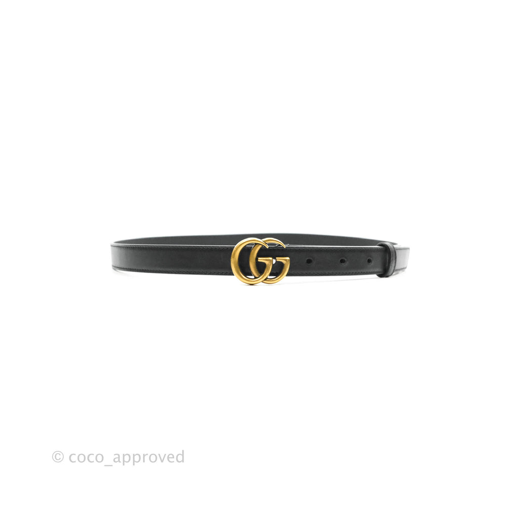 Gucci Double GG Black Calfskin 20mm Belt 80 32