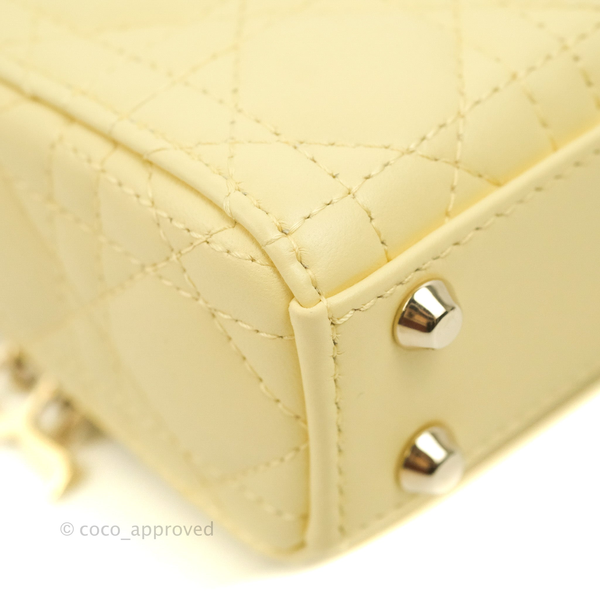 Lady dior leather handbag Dior Yellow in Leather - 33545062