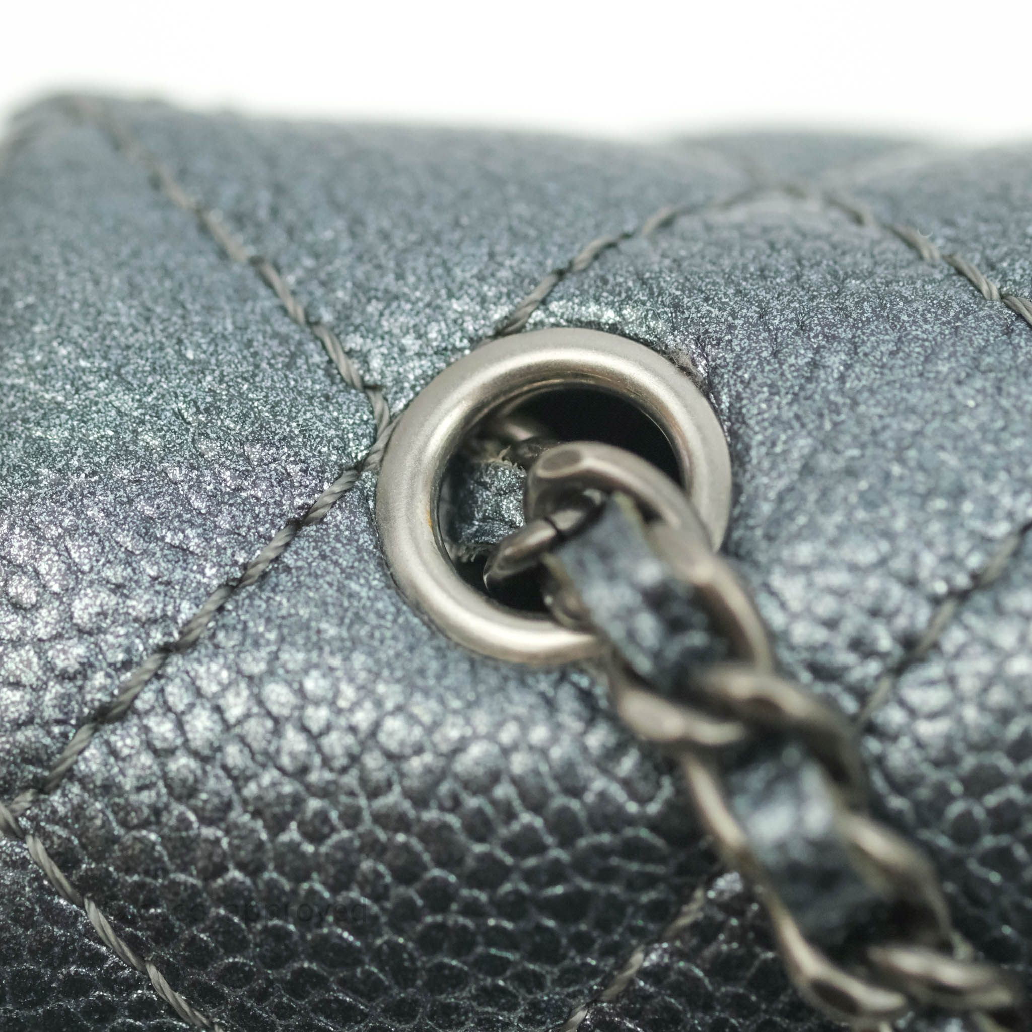 Chanel Quilted Extra Mini Rectangular Flap Metallic Dark Grey