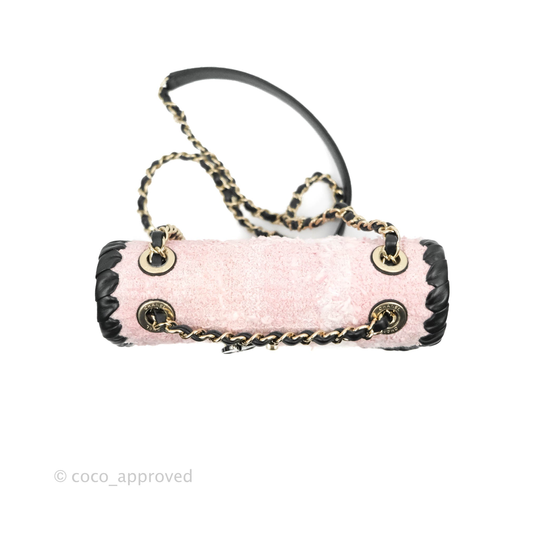 Chanel Mini My Own Frame Flap Pink White Tweed Braided Calfskin 22S – Coco  Approved Studio