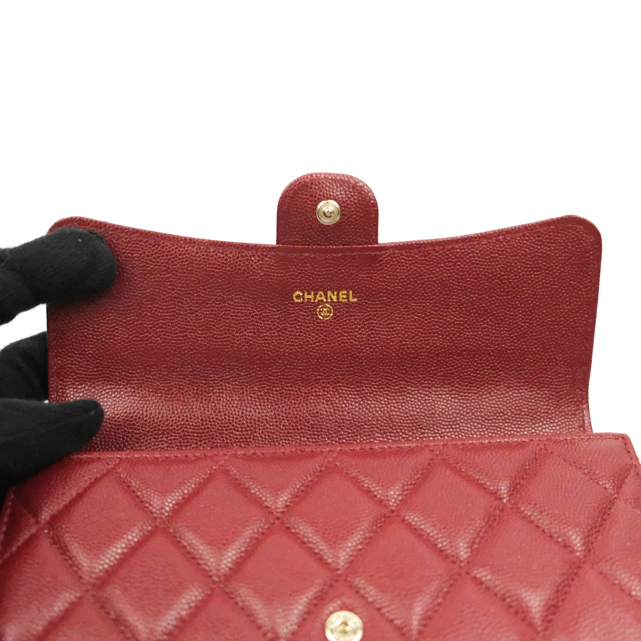 CHANEL Caviar Quilted Large Flap Wallet Burgundy 1293157