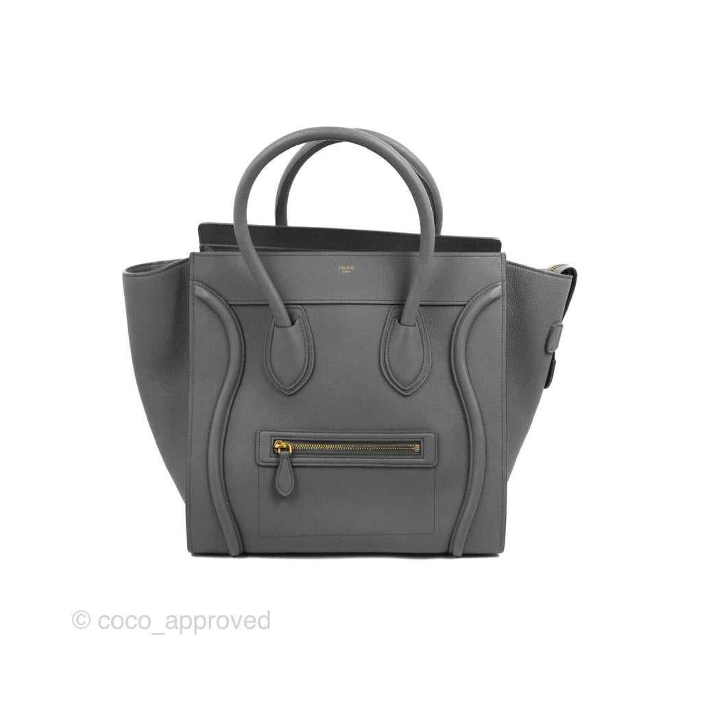 Celine Mini Luggage Bag Grey Grained Leather