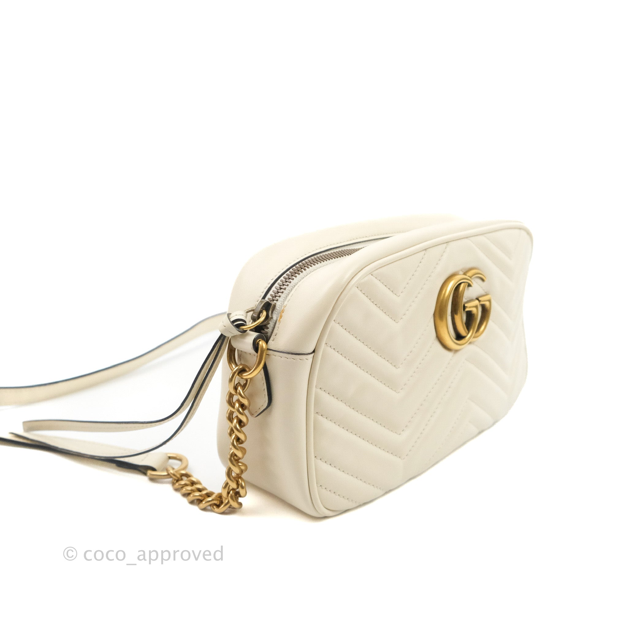 Gucci Cream Matelasse Leather Mini GG Marmont Camera Bag Gucci