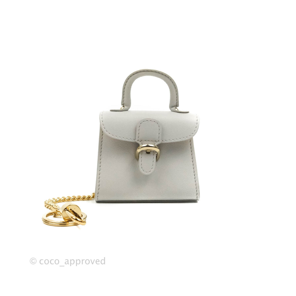 Delvaux Mini Brillant Bag Charm Light Grey Calfskin