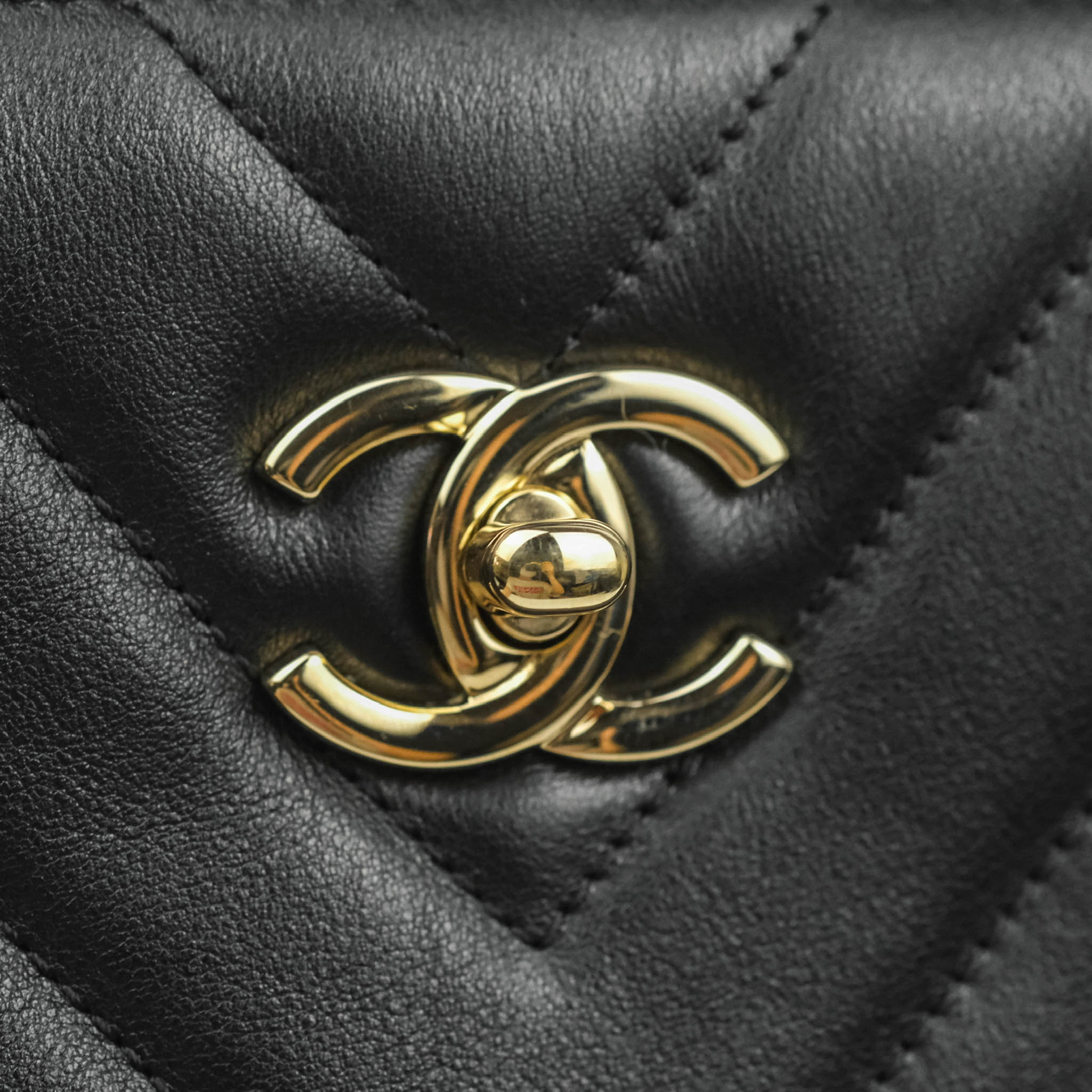 Chanel Small Chevron Tote Bag Black Calfskin Gold Hardware – Coco