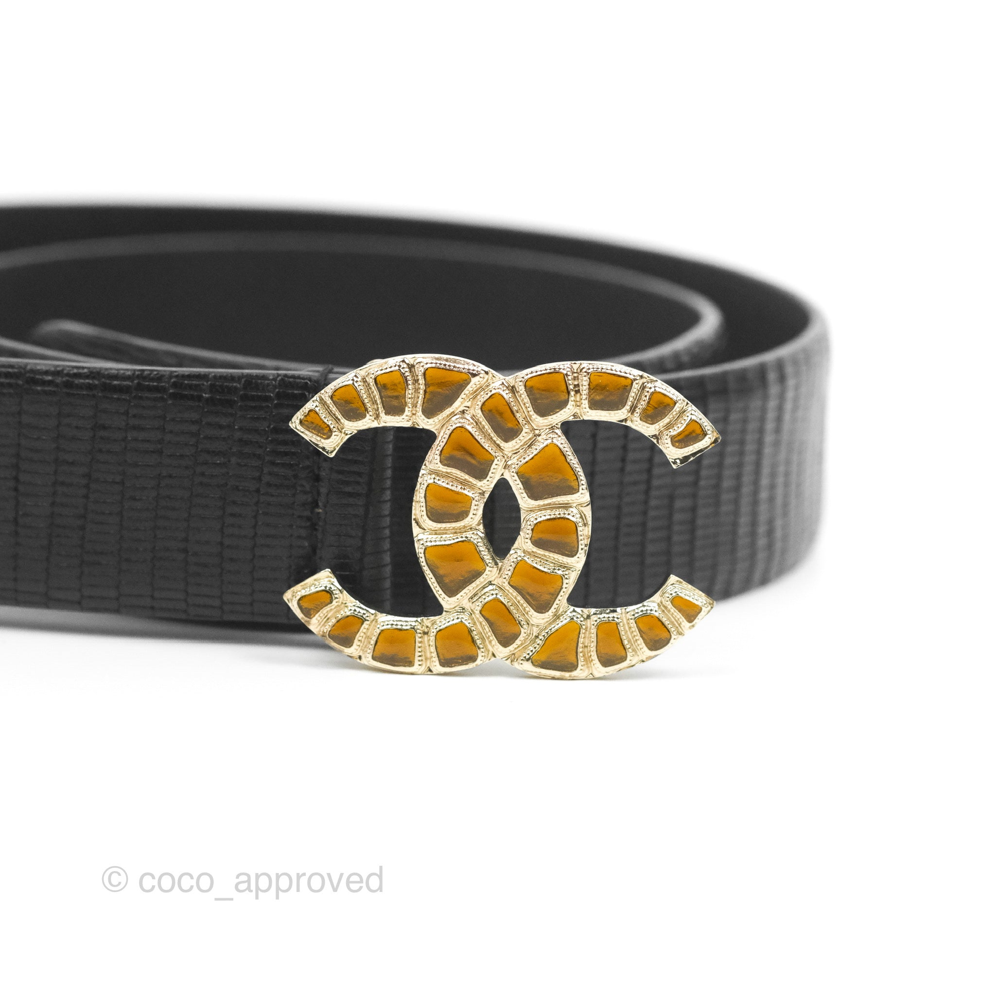 Chanel CC Leather Belt Black Crystal Size 75 19A – Coco Approved