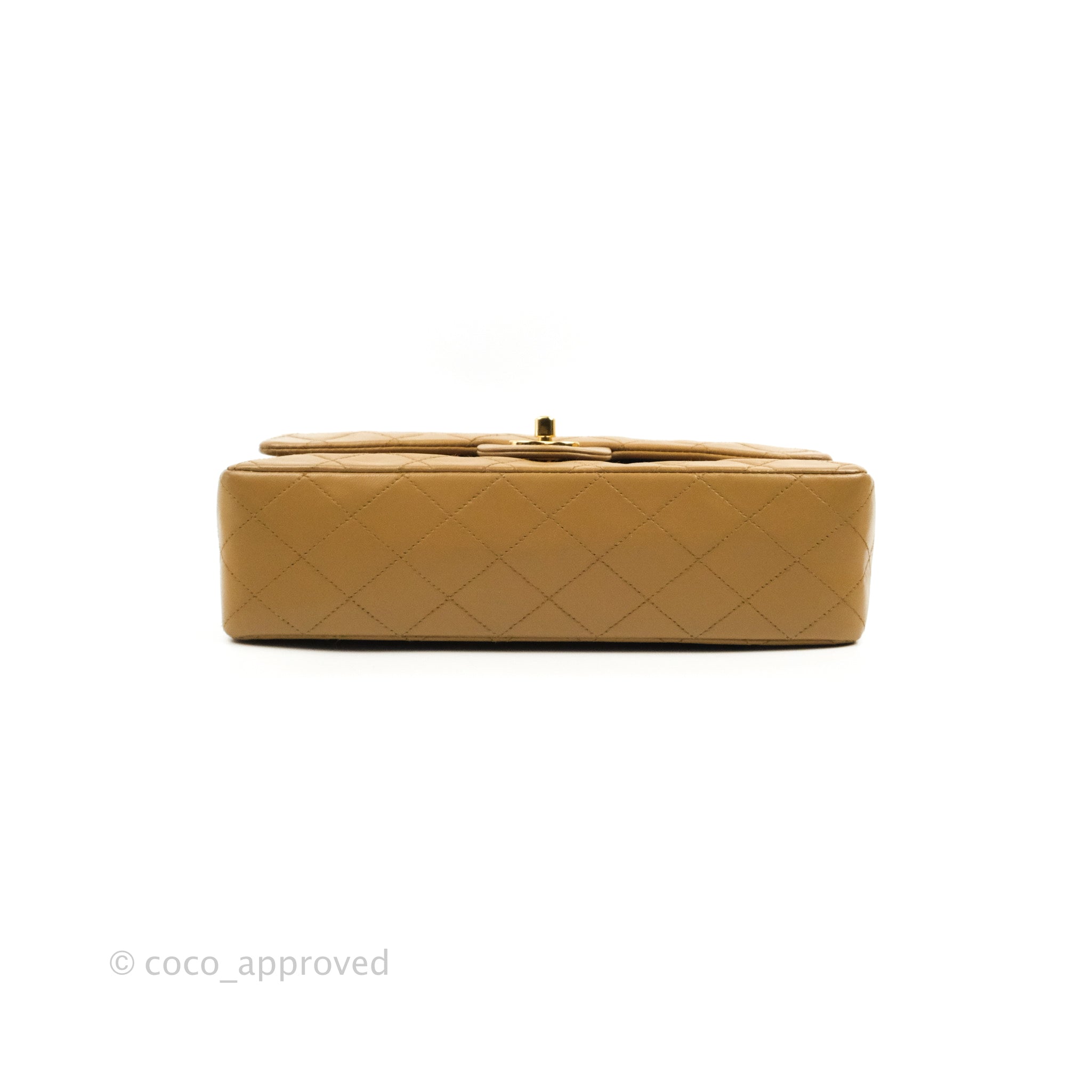 Chanel Vintage Classic M/L Medium Double Flap Bag Dark Beige Lambskin –  Coco Approved Studio