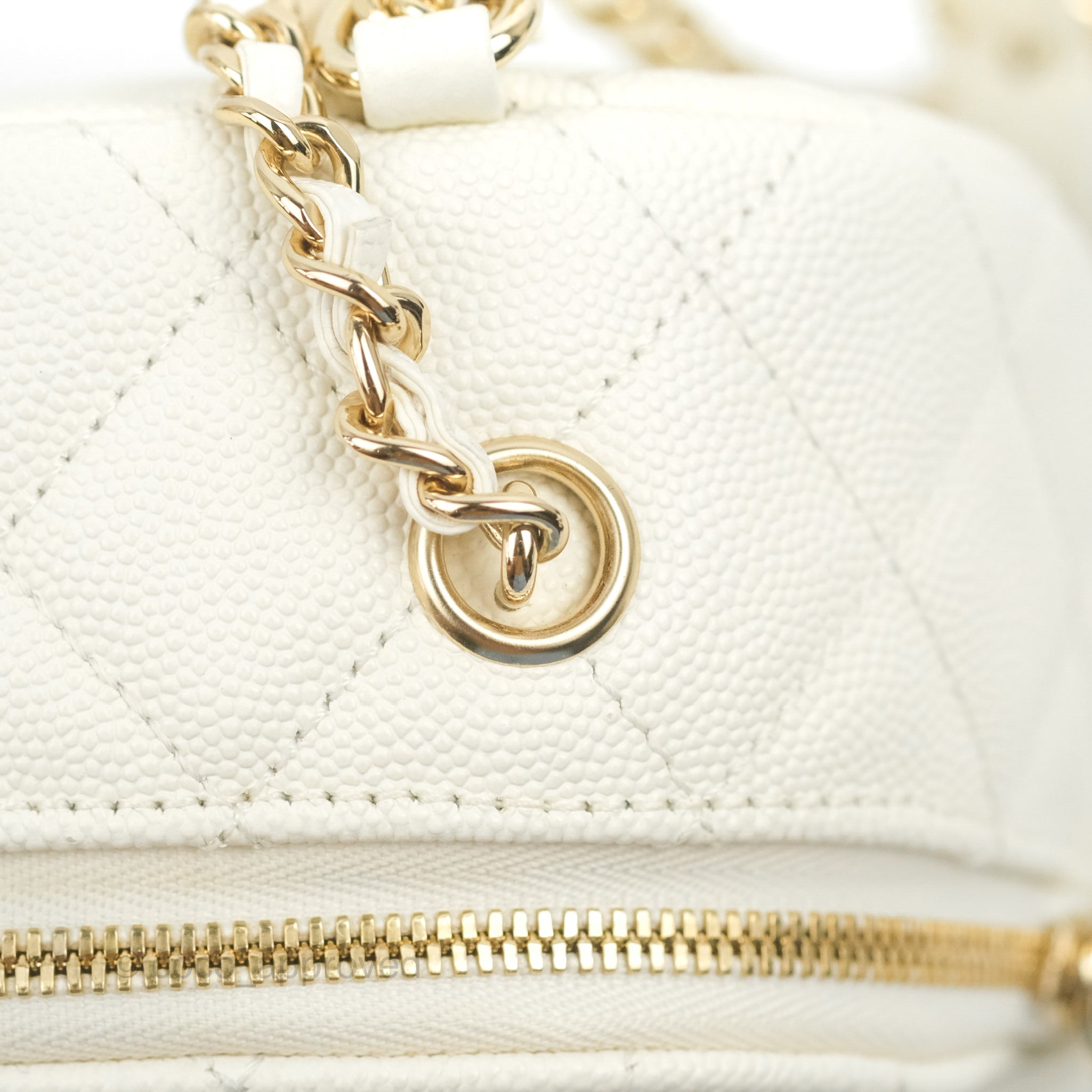 Chanel Quilted Small CC Day Backpack Ivory Caviar Gold Hardware