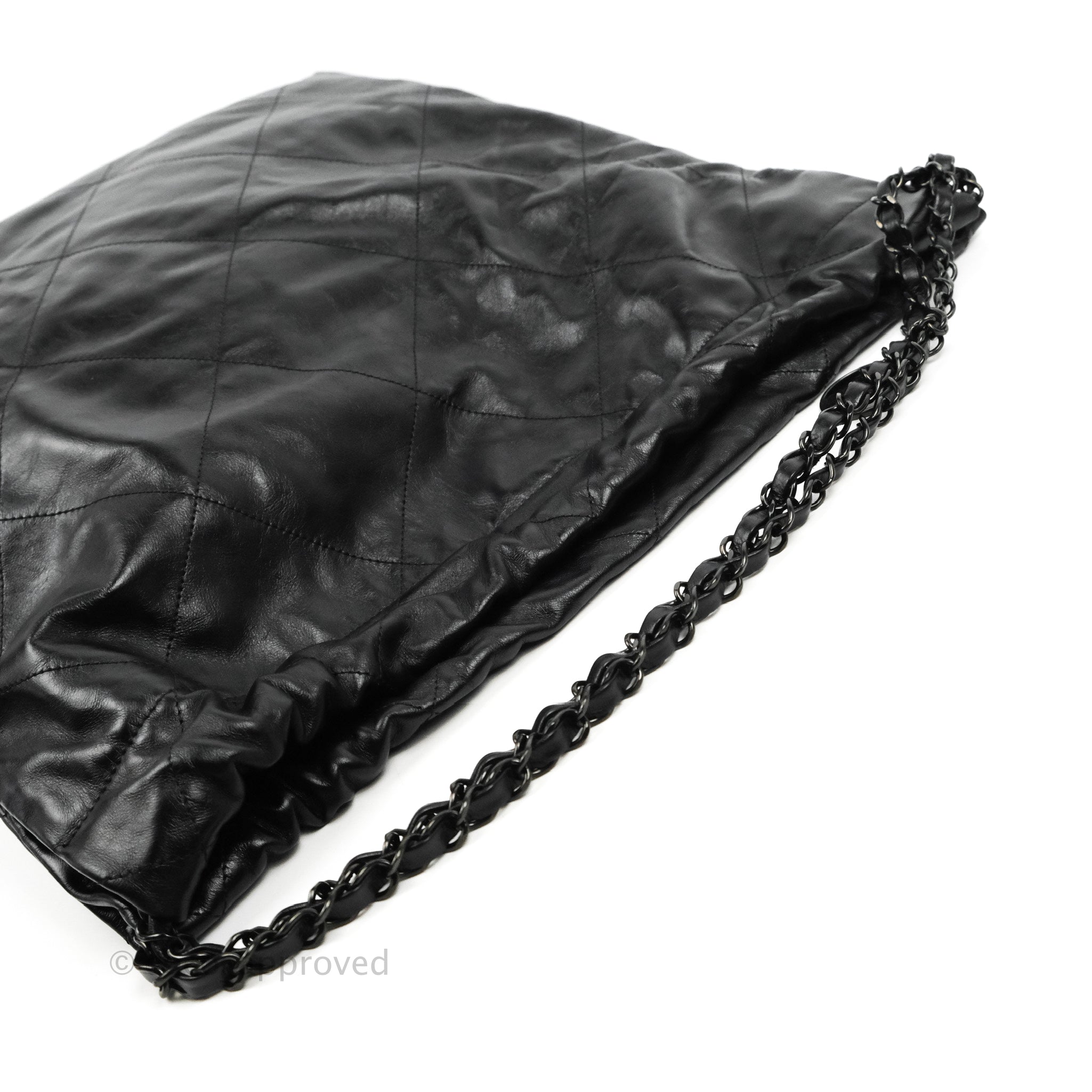 SASOM  Chanel 22 Handbag Calfskin Black Silver-Tone Metal