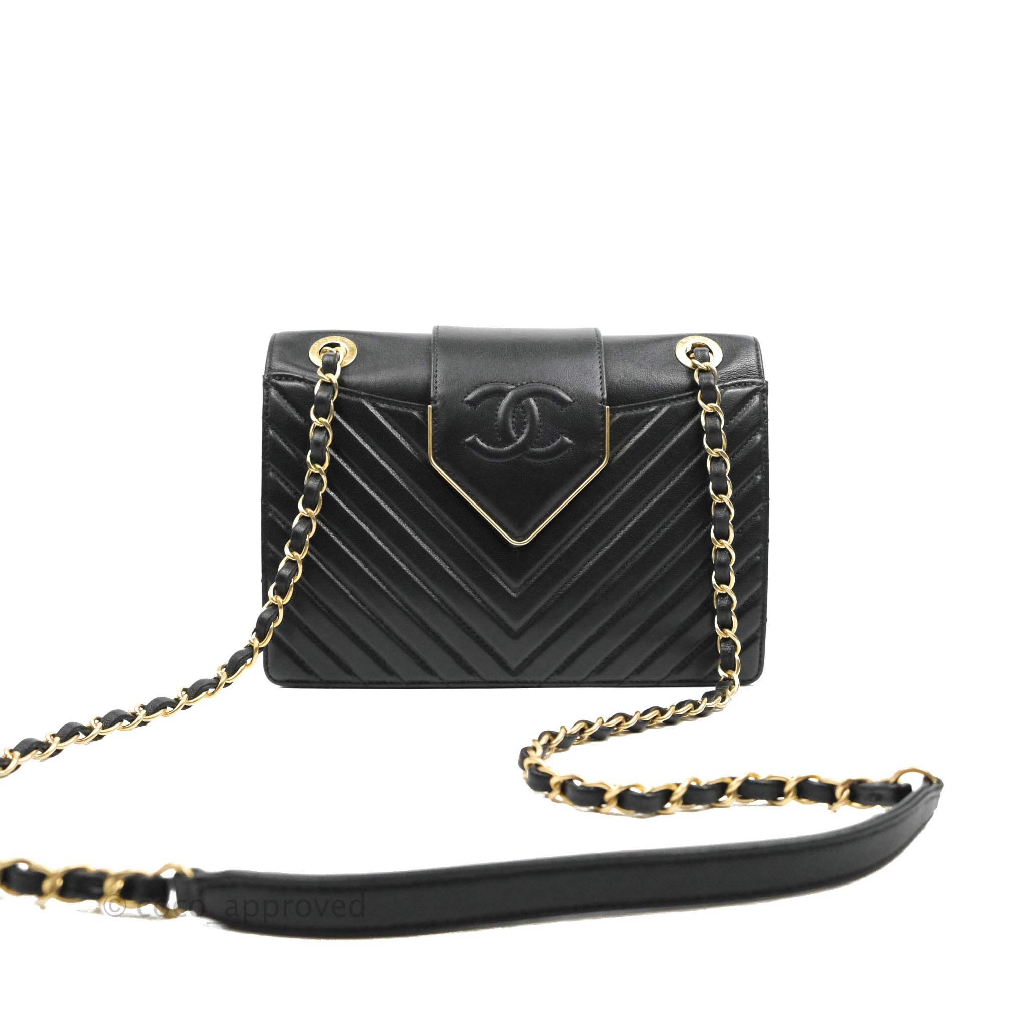 Chanel Mini Collar and Tie Flap Bag Chevron Sheepskin Aged Gold Hardwa –  Coco Approved Studio
