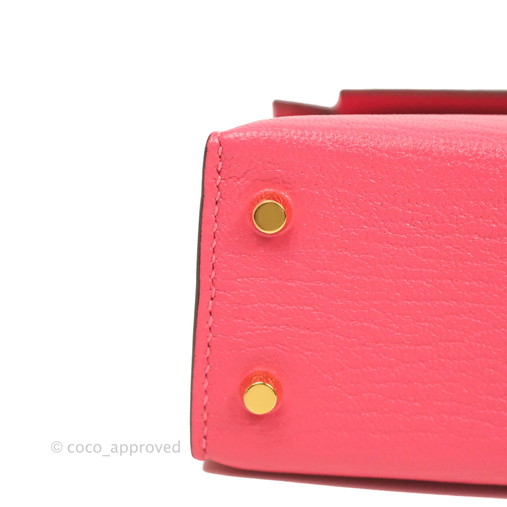 Hermès 20cm Rose Lipstick Chevre Leather Mini Kelly II Bag with, Lot  #58086