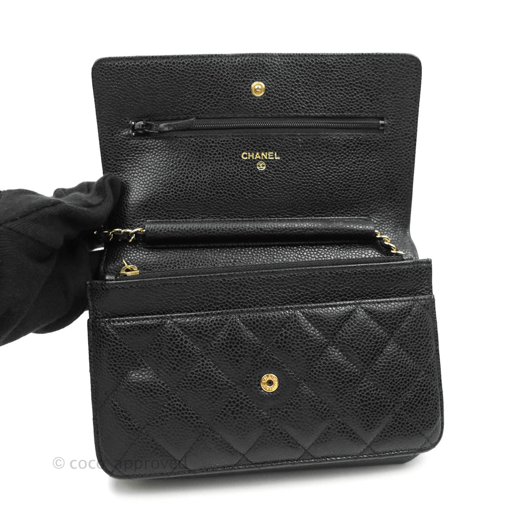 Chanel Quilted Wallet on Chain WOC Black Caviar Gold Hardware