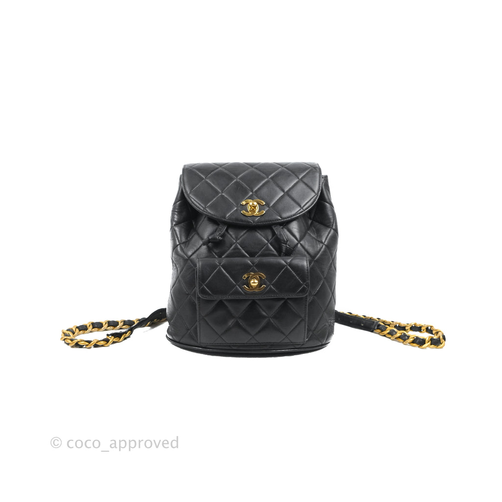 Chanel Vintage CC Duma Backpack Black Lambskin 24K Gold Hardware