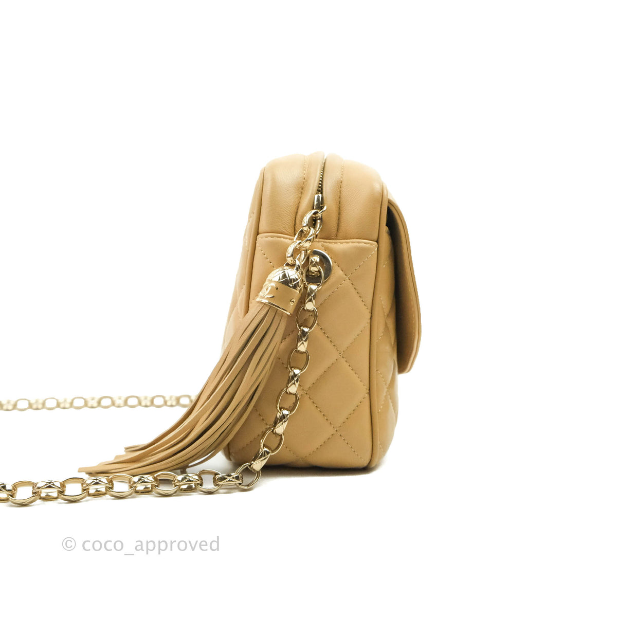 Chanel Camera Bag Beige with gold chains
