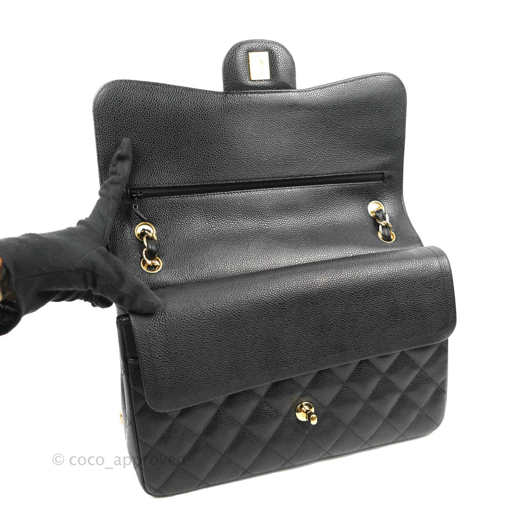 Chanel Jumbo Double Flap Black Caviar Gold Hardware⁣⁣