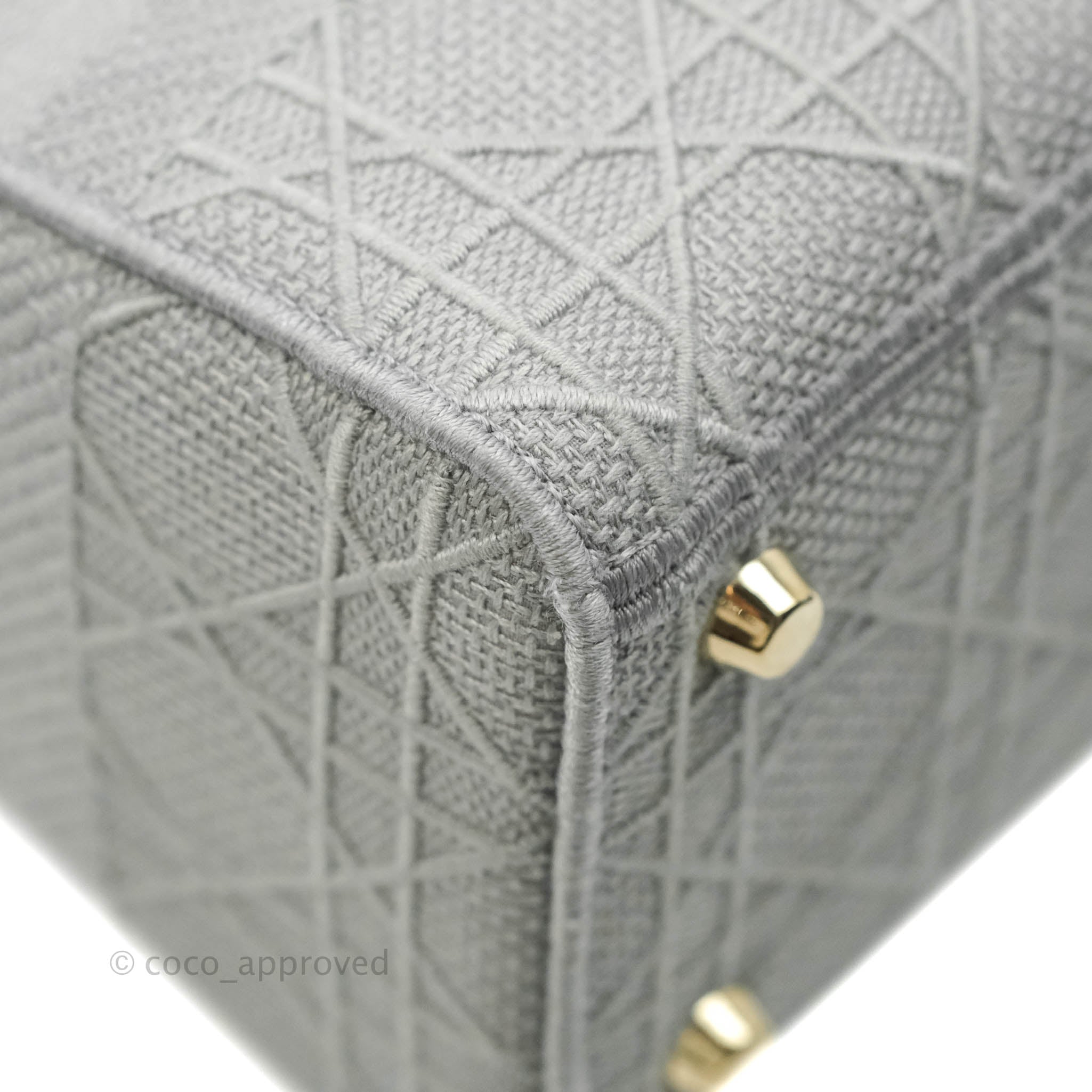 Christian Dior Medium Lady D-Lite Bag Gray Cannage Embroidery Gold Har –  Coco Approved Studio