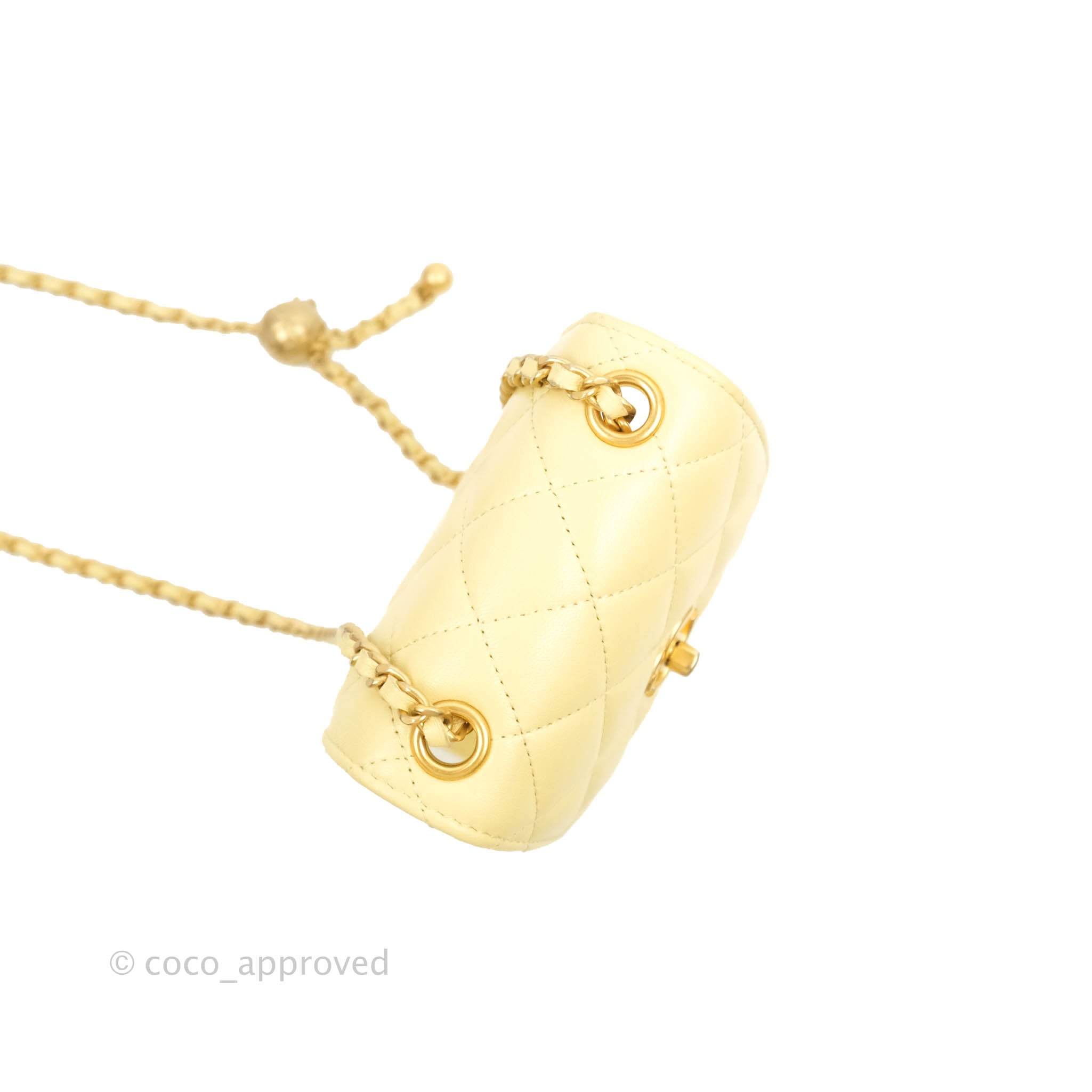 Chanel Quilted Pearl Crush Phone Holder With Chain Yellow Lambskin – Coco  Approved Studio