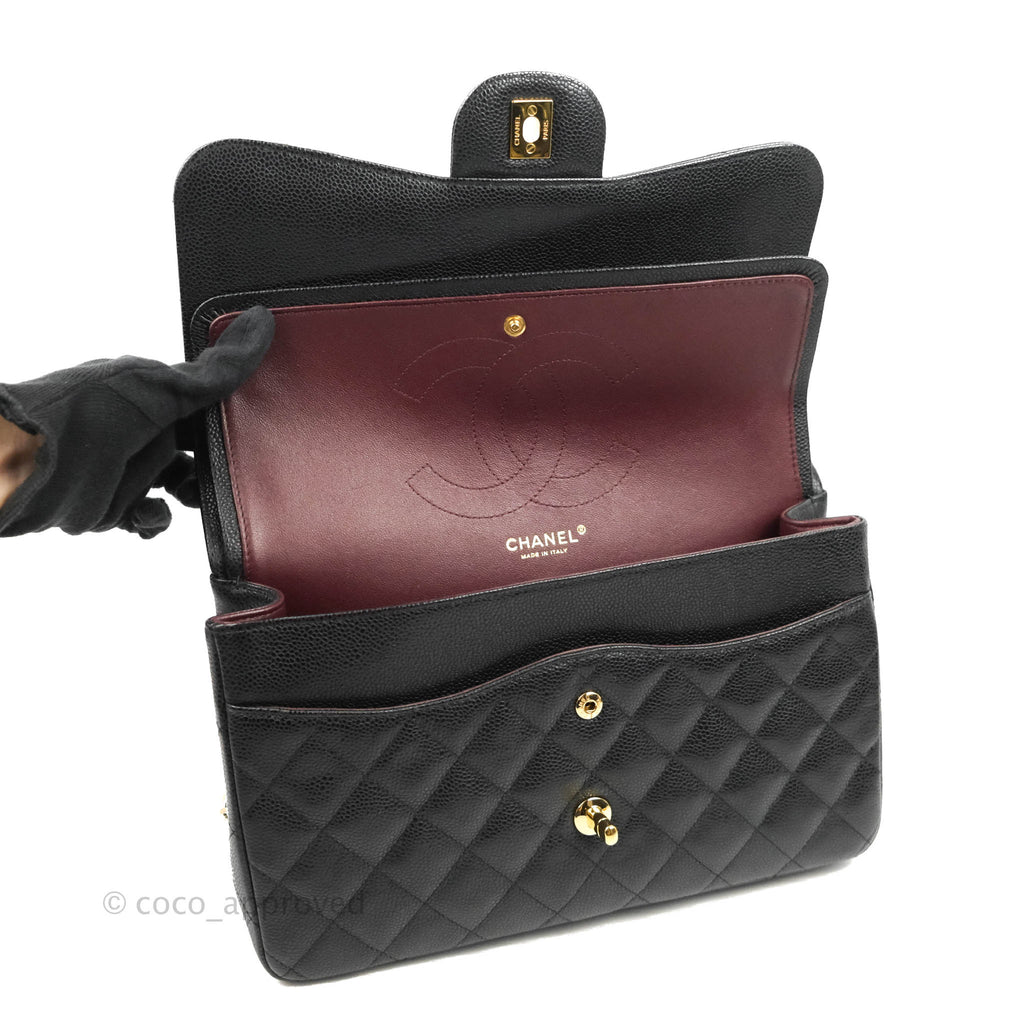 Chanel Jumbo Double Flap Black Caviar Gold Hardware⁣⁣