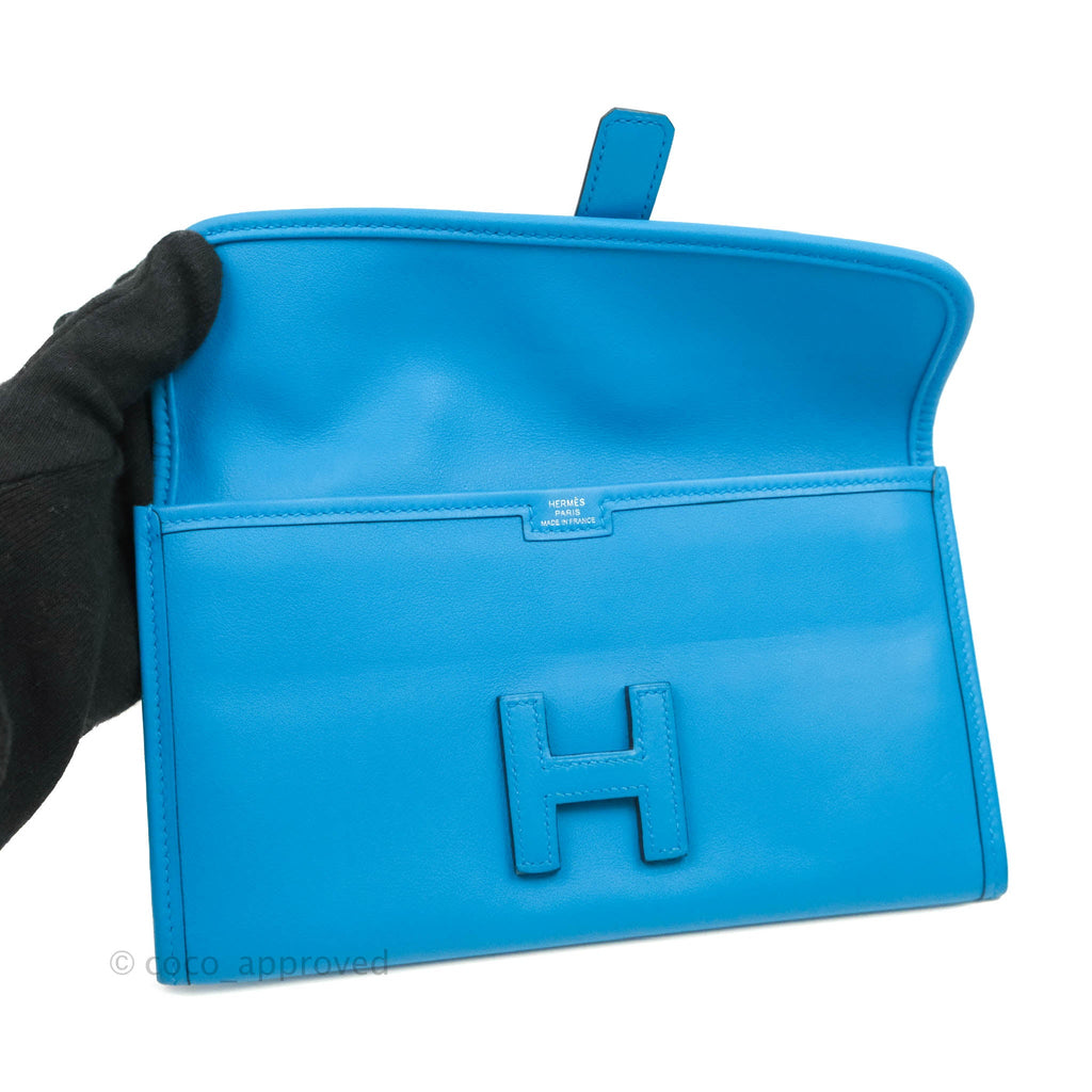 Hermès Jige Duo Wallet Bleu Zanzibar Swift